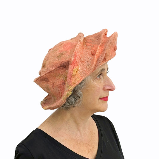 Tudor Inspired Wide Brimmed Autumnal Hat - sideview