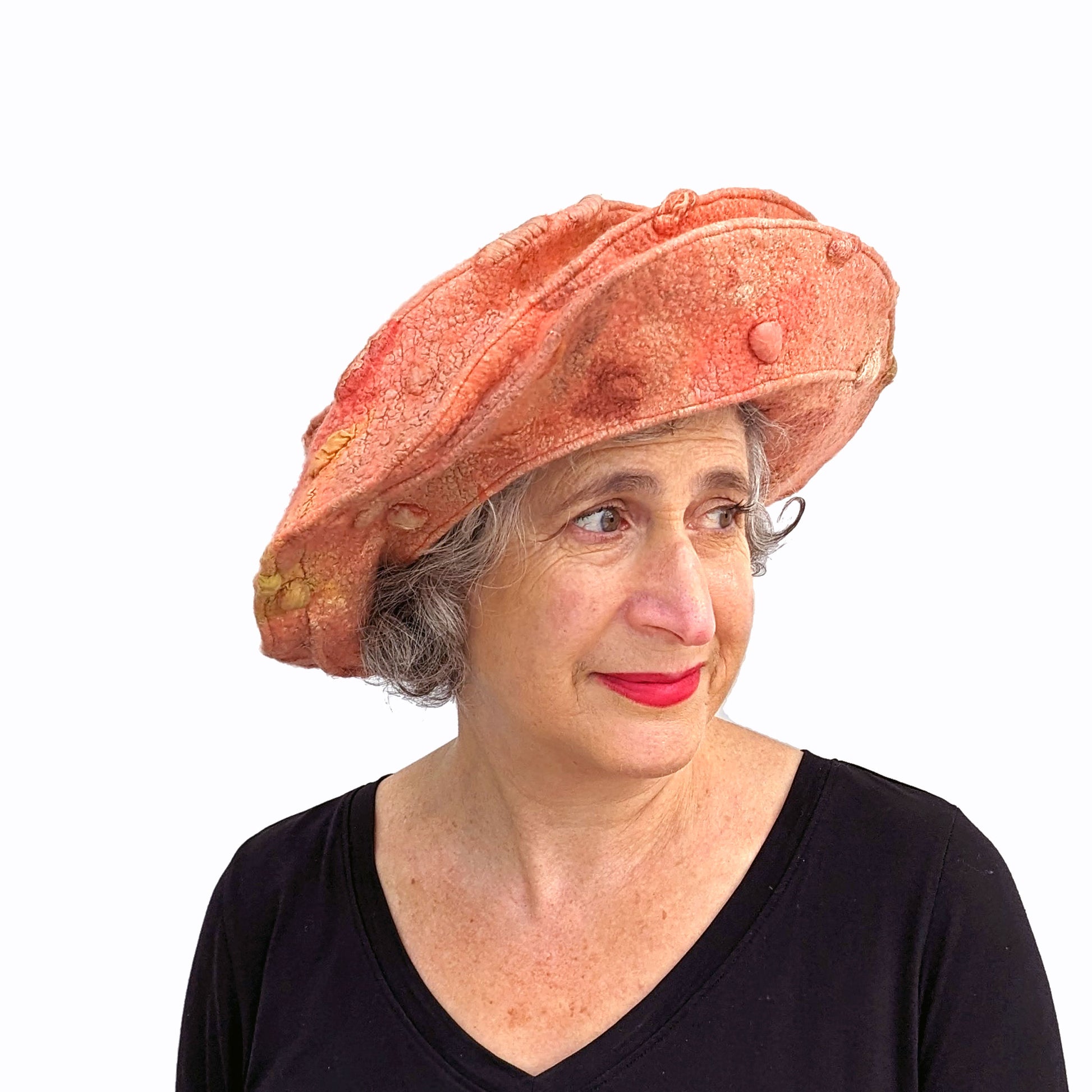 Tudor Inspired Wide Brimmed Autumnal Hat - threequartersview