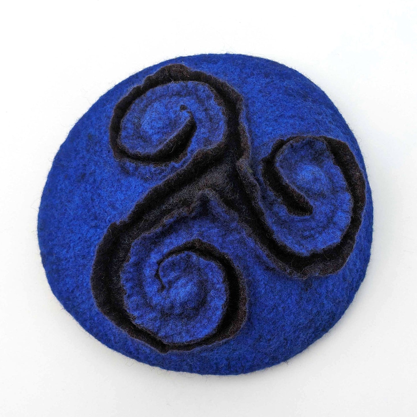 Blue Beret with Triskele Motif - Extra Small Size - top view