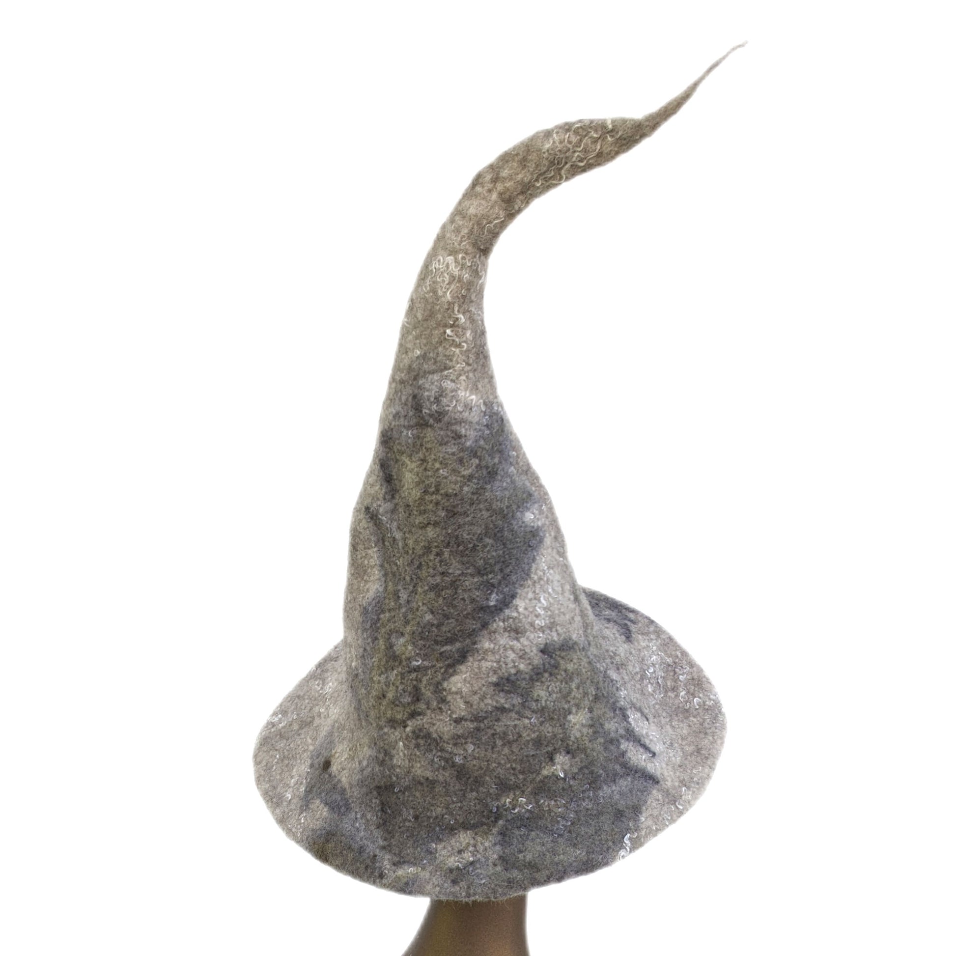 Ecoprinted Irish Wool Felted Witch Hat - back view