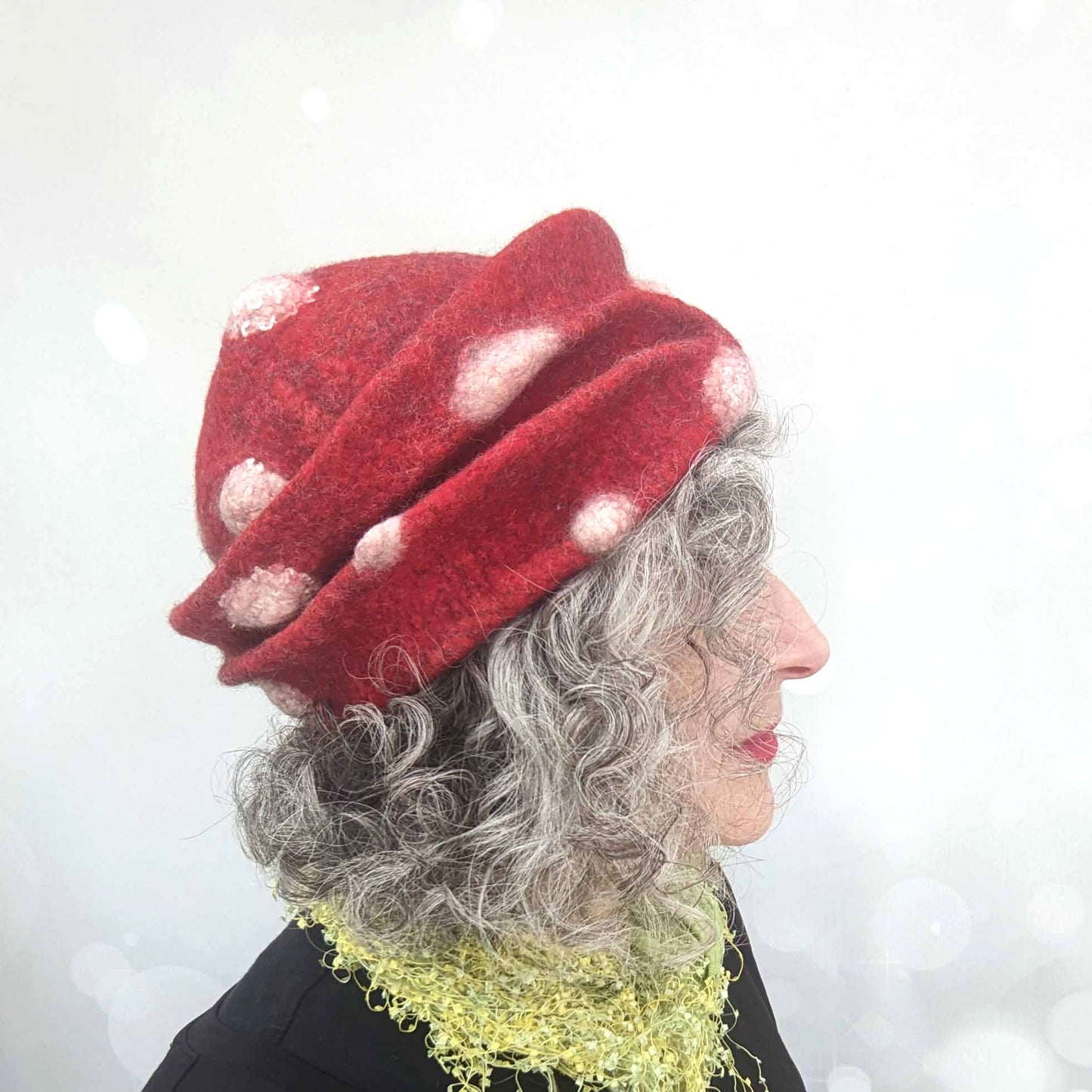 Felted Amanita Mushroom Hat - side view