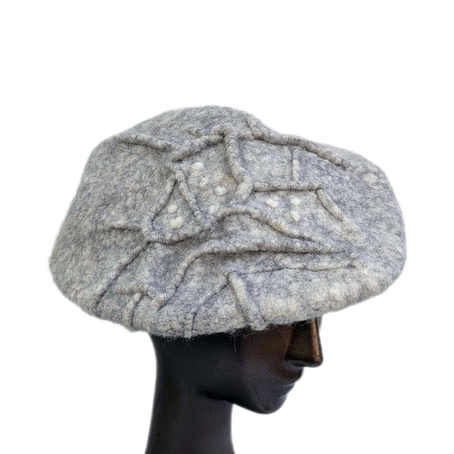 Felted Flat Cap made from Galway Co-op Irish Sheep Wool - threequarters view