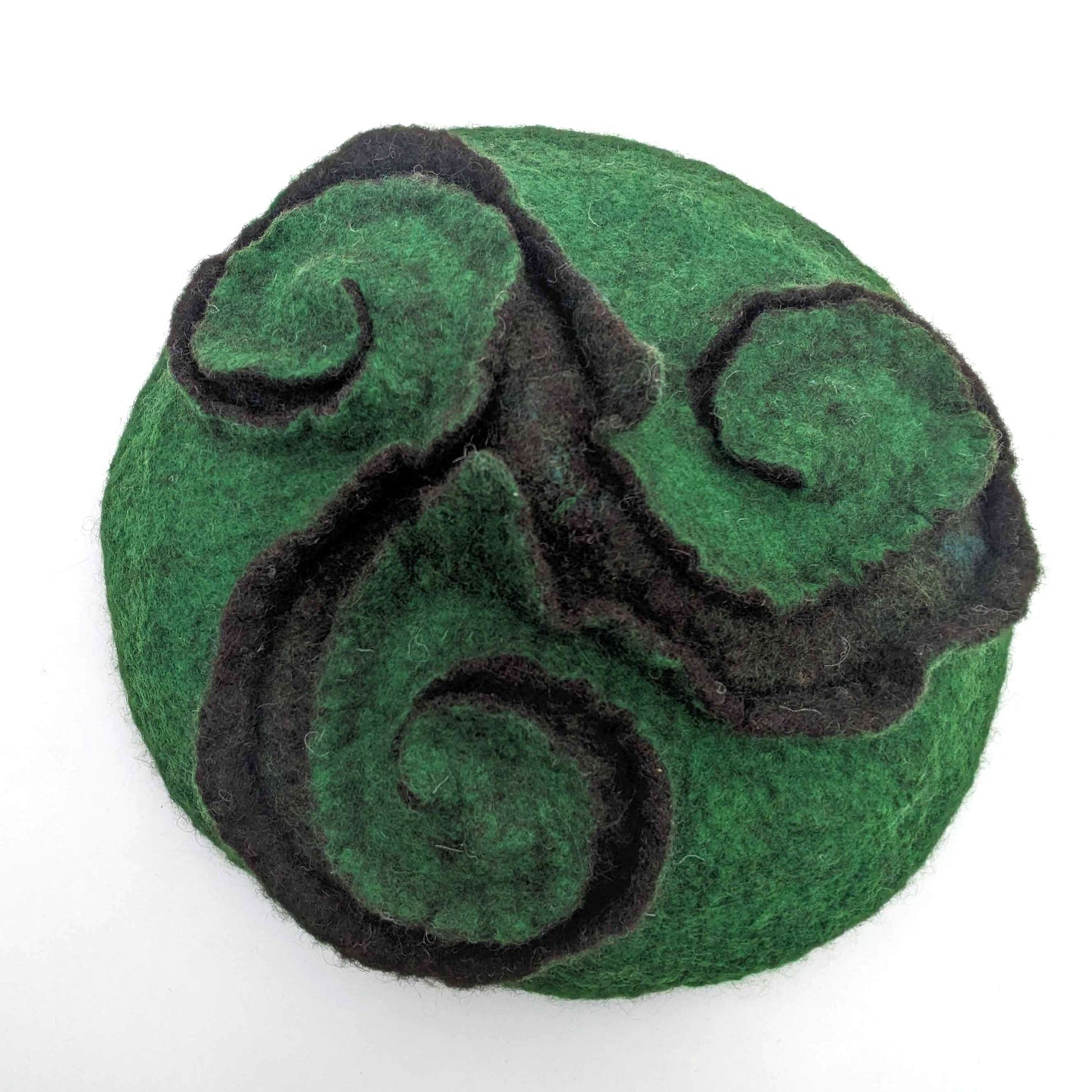 Green Triskel Fascinator Beret - top view