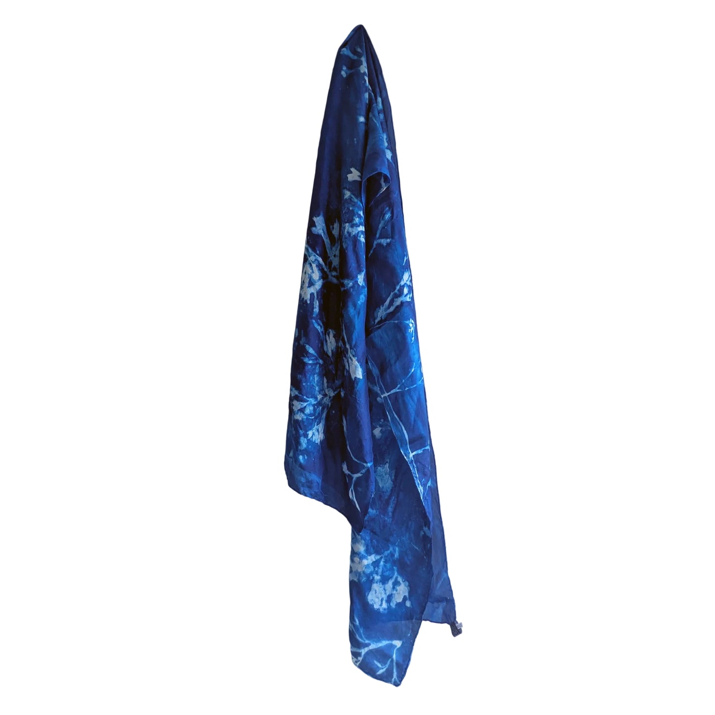 Medium-weight Habotai Silk Scarf with Cyanotype Sunprint -  Bladderwrack Seaweed