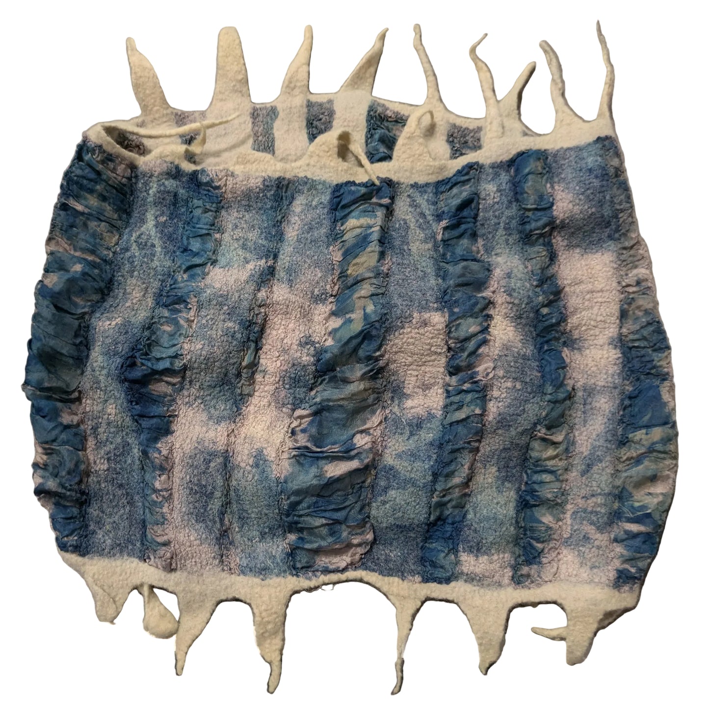 ~Adopted ~Nunofelted Cowl - Cyanotype Printed - Dyed with Madder