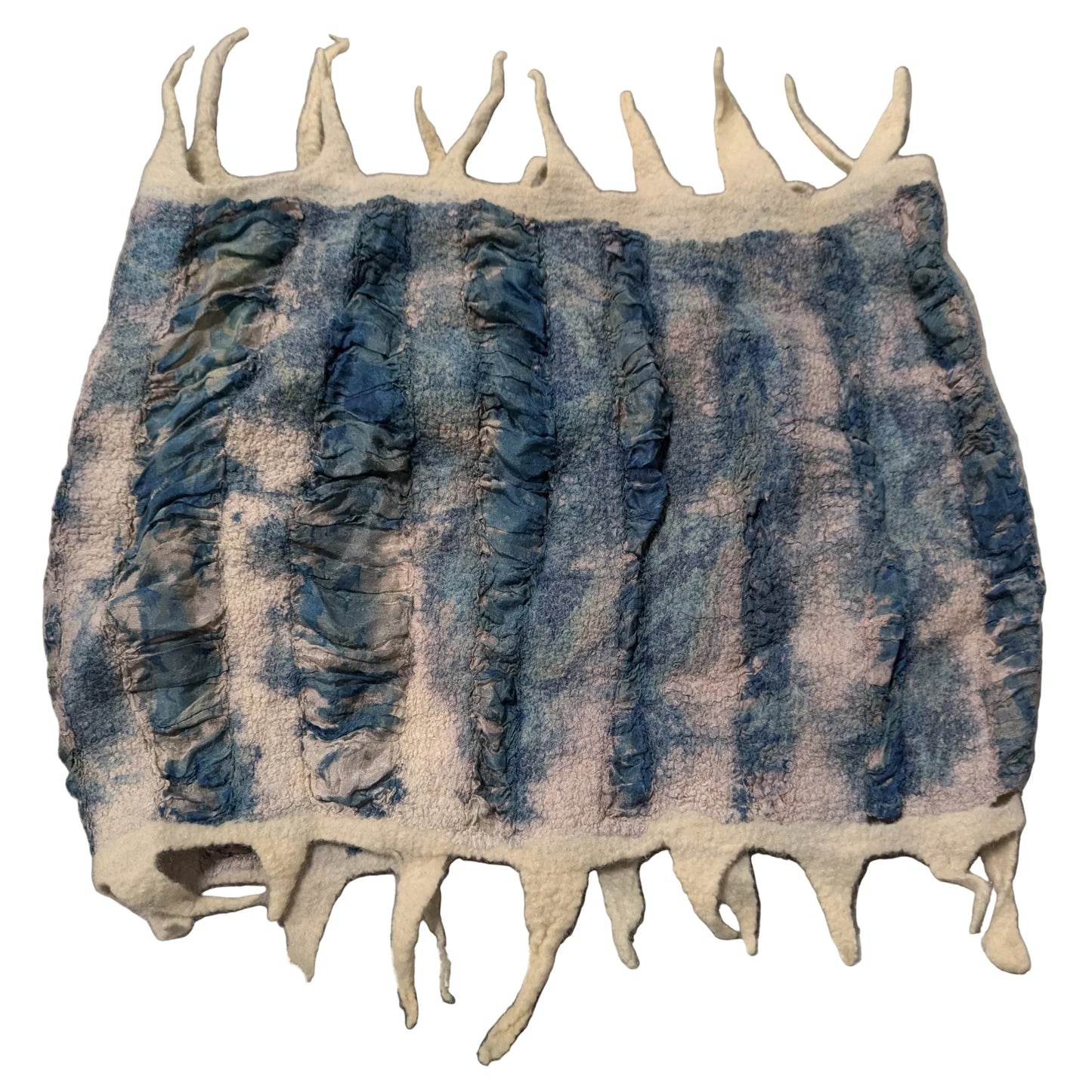 ~Adopted ~Nunofelted Cowl - Cyanotype Printed - Dyed with Madder
