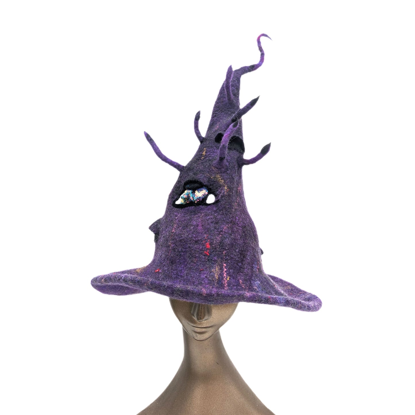 Purple Witch Hat with Eye - front view