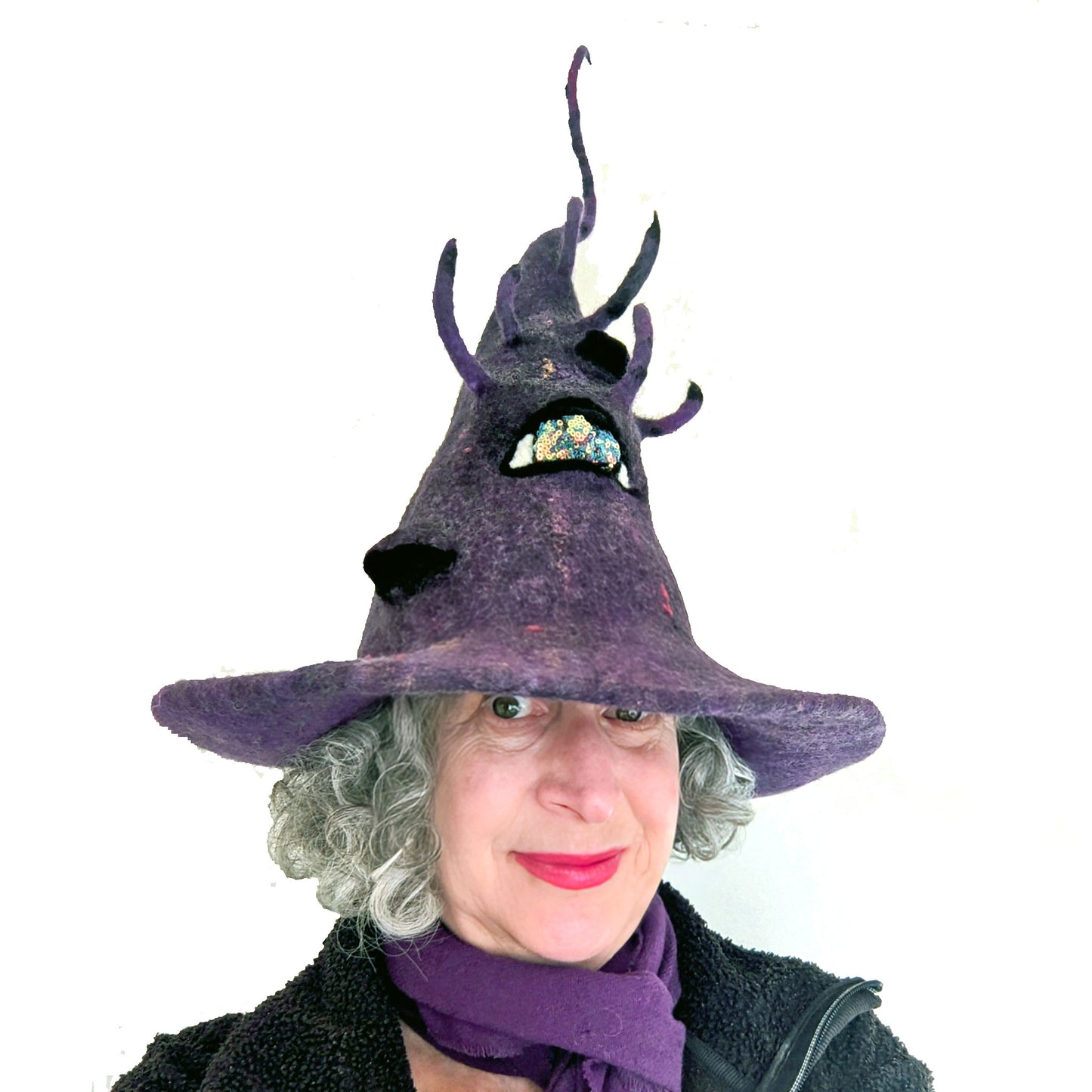 Purple Witch Hat with Eye - front view