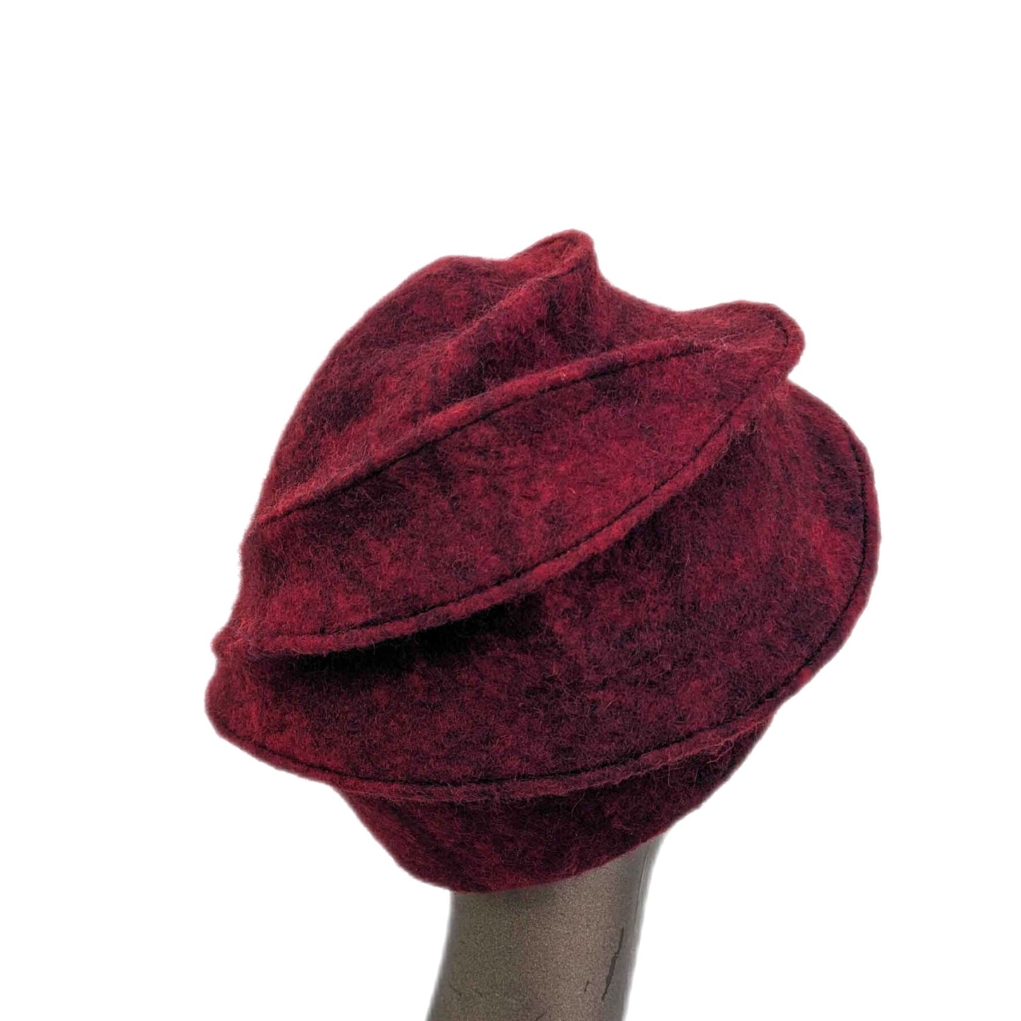 Sculptural Fascinator Hat- Irish Wool - Naturally Dyed with Madder - back view