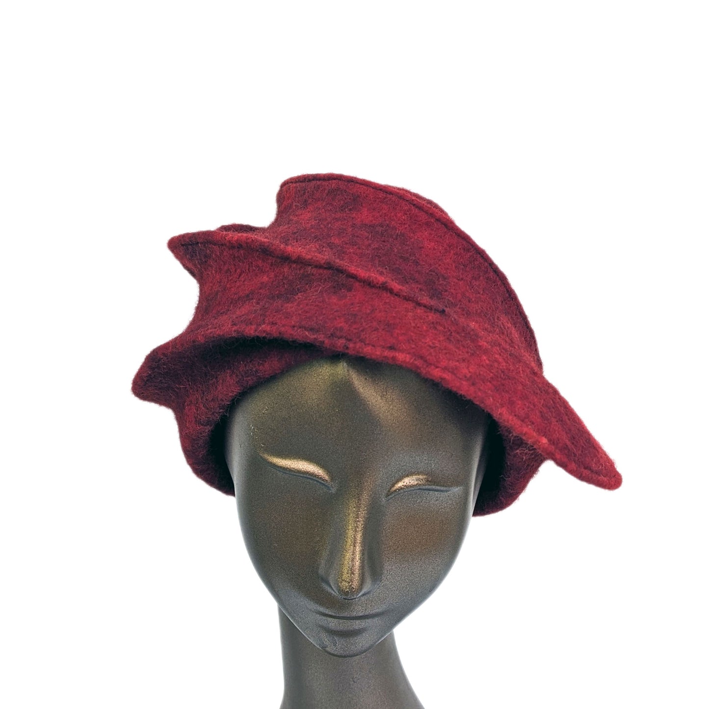 Sculptural Fascinator Hat- Irish Wool - Naturally Dyed with Madder - front view