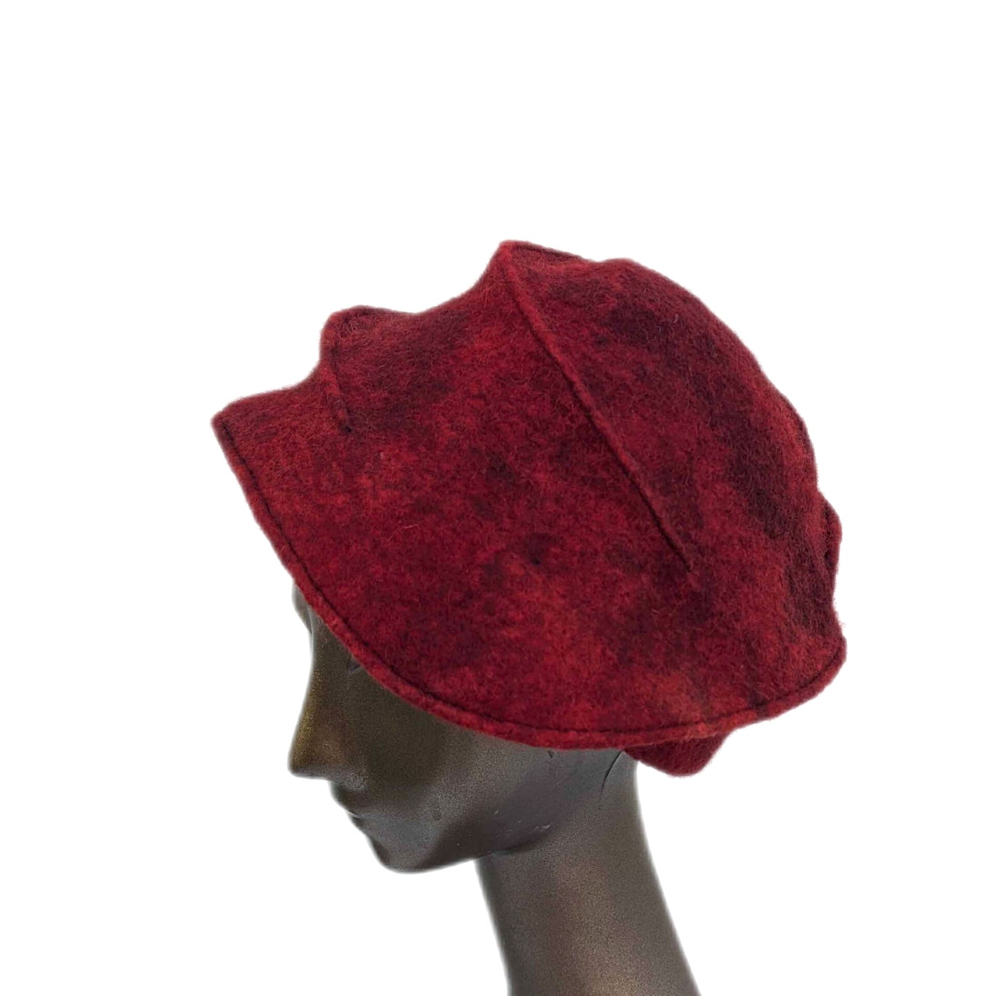 Sculptural Fascinator Hat- Irish Wool - Naturally Dyed with Madder - side view