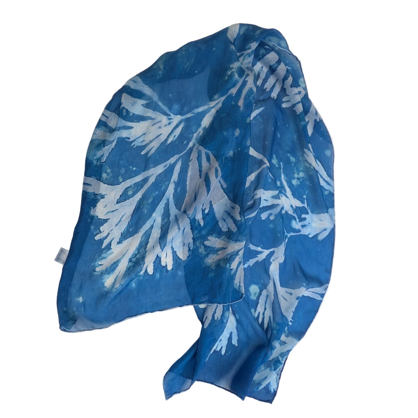 Silk Scarf with Seaweed Prints- Rectangular - Semi Sheer Fabric