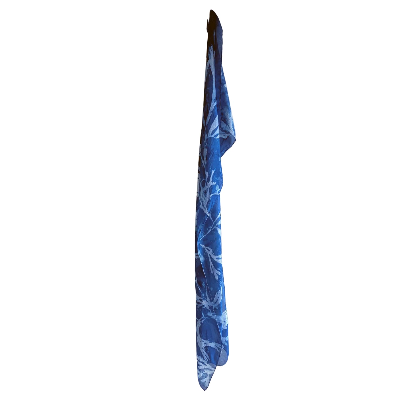 Silk Scarf with Seaweed Prints- Rectangular - Semi Sheer Fabric
