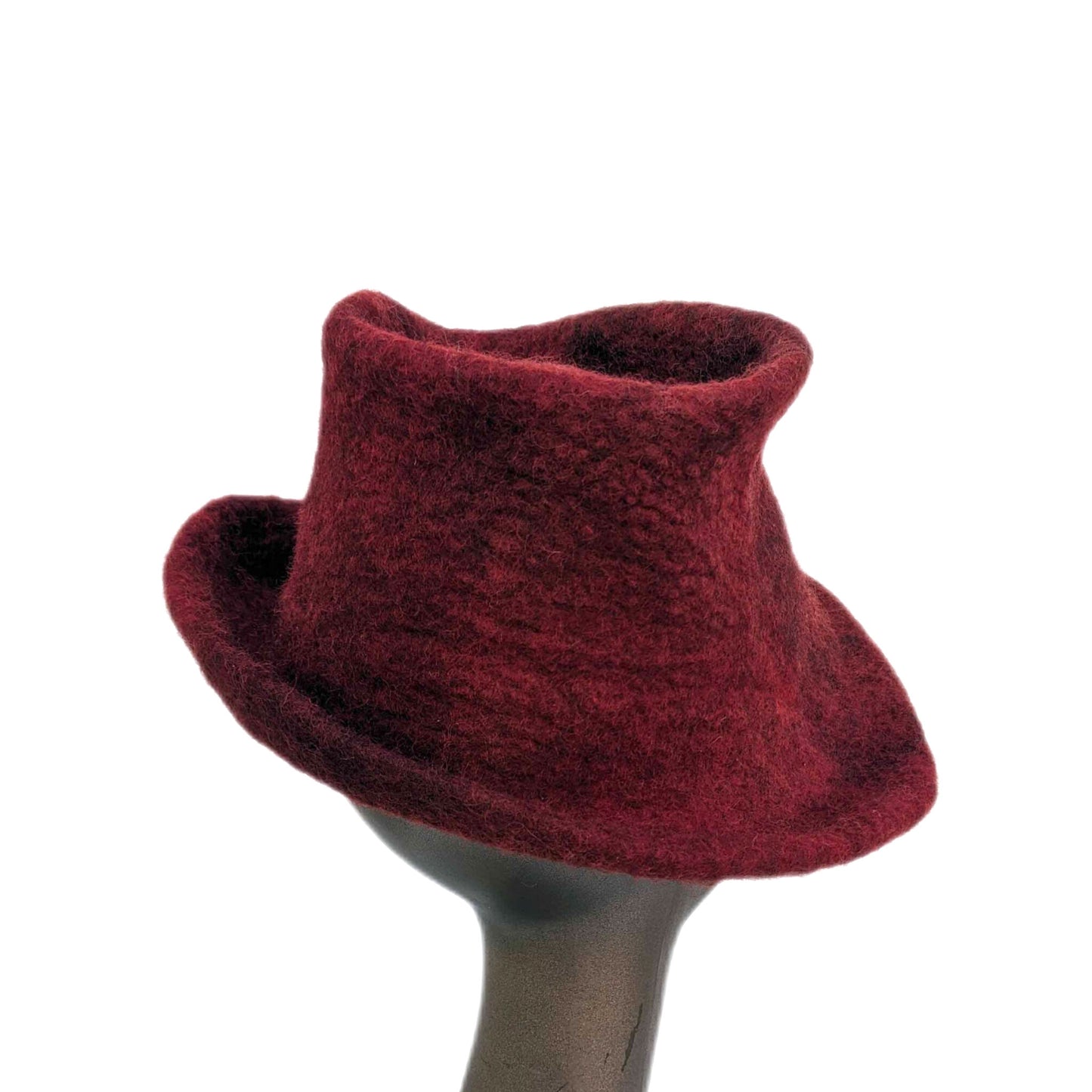 Snazzy Red Hat with Brim - Irish Wool, Naturally Dyed with Madder - back view