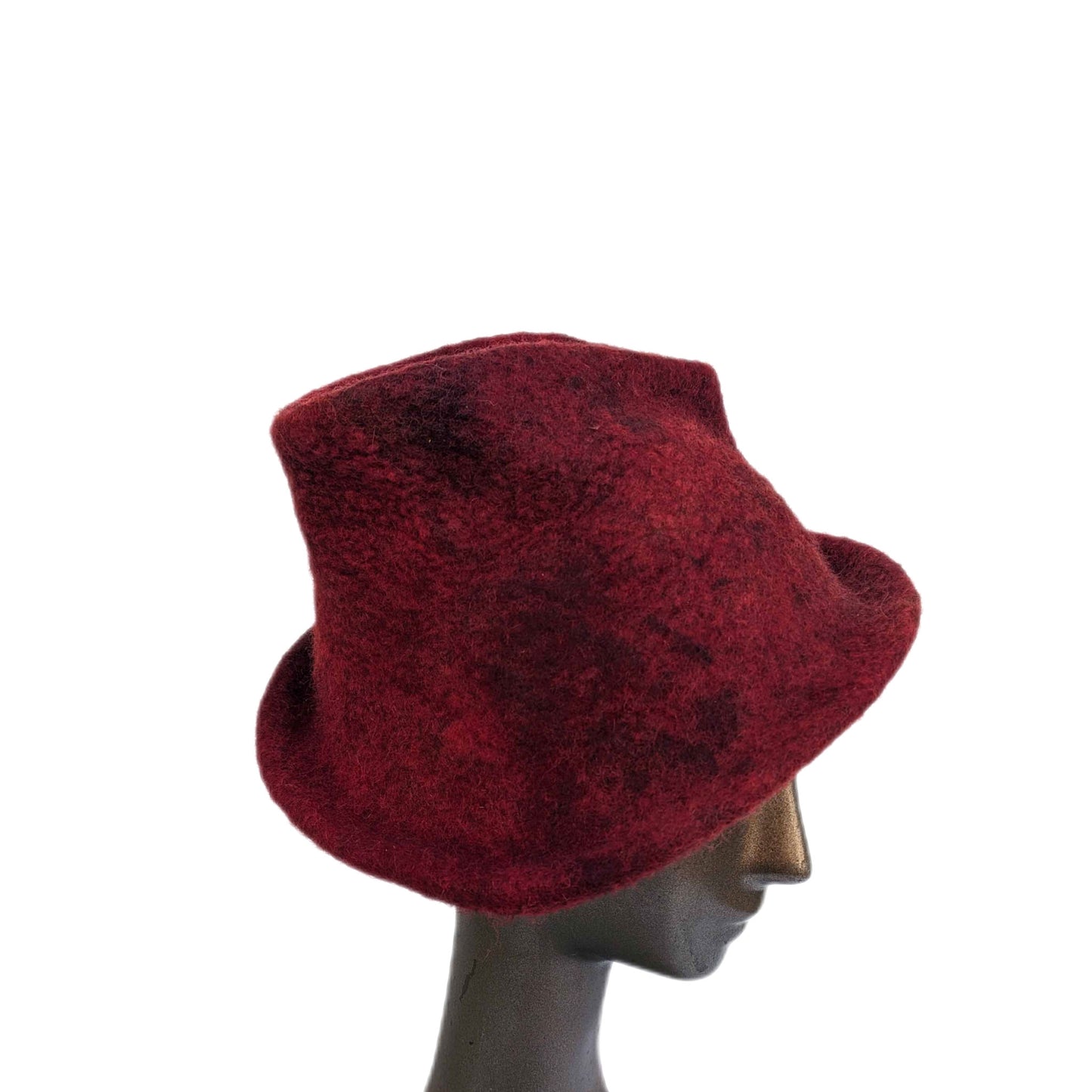 Snazzy Red Hat with Brim - Irish Wool, Naturally Dyed with Madder -side view