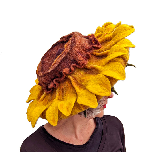 Wide Brimmed Sunflower Hat - sideview