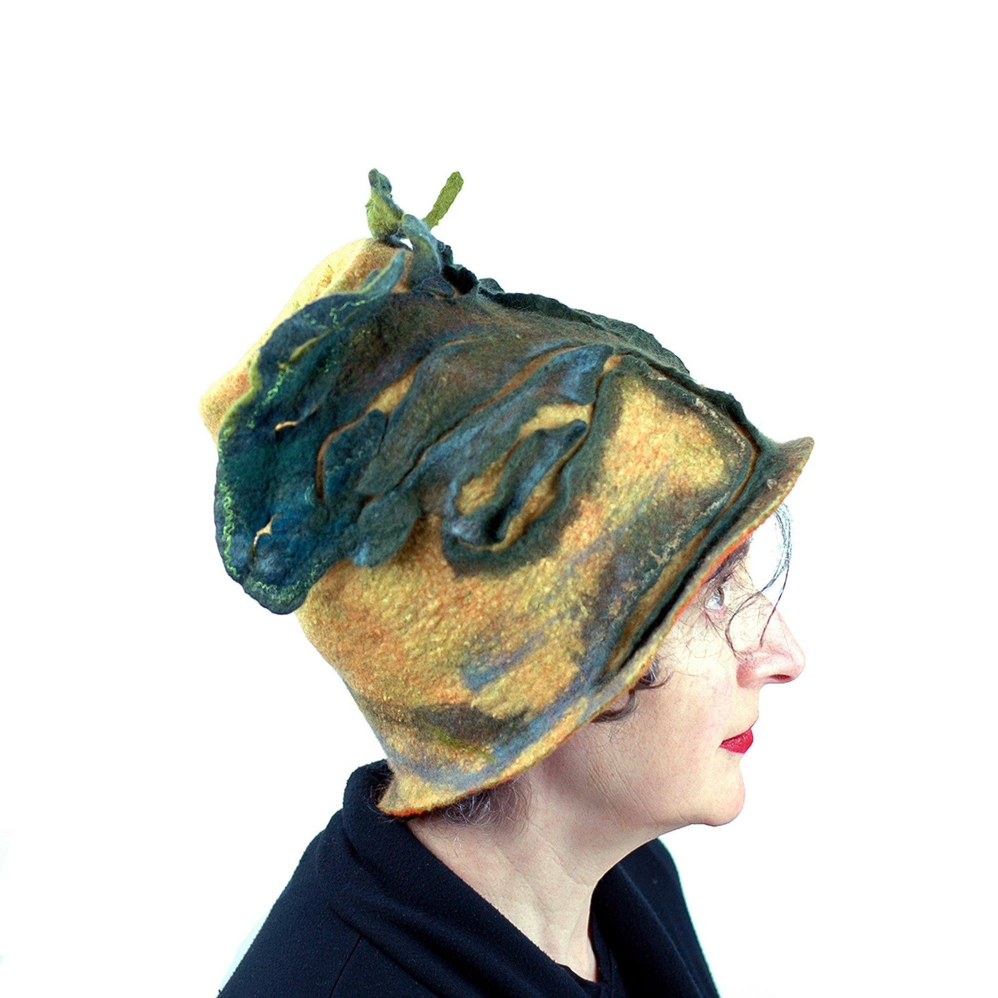 Big Tree Inspired Felted Hat - side view