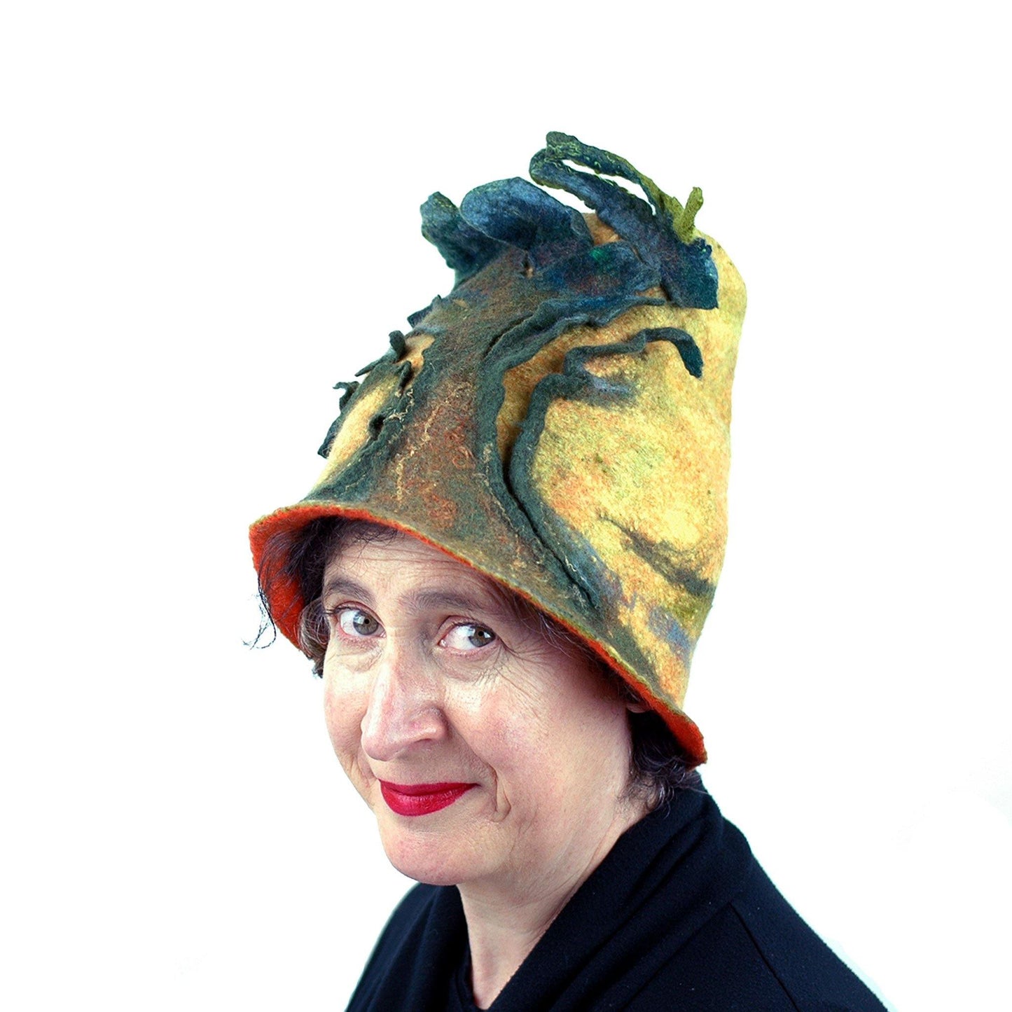 Big Tree Inspired Felted Hat - three quarters view
