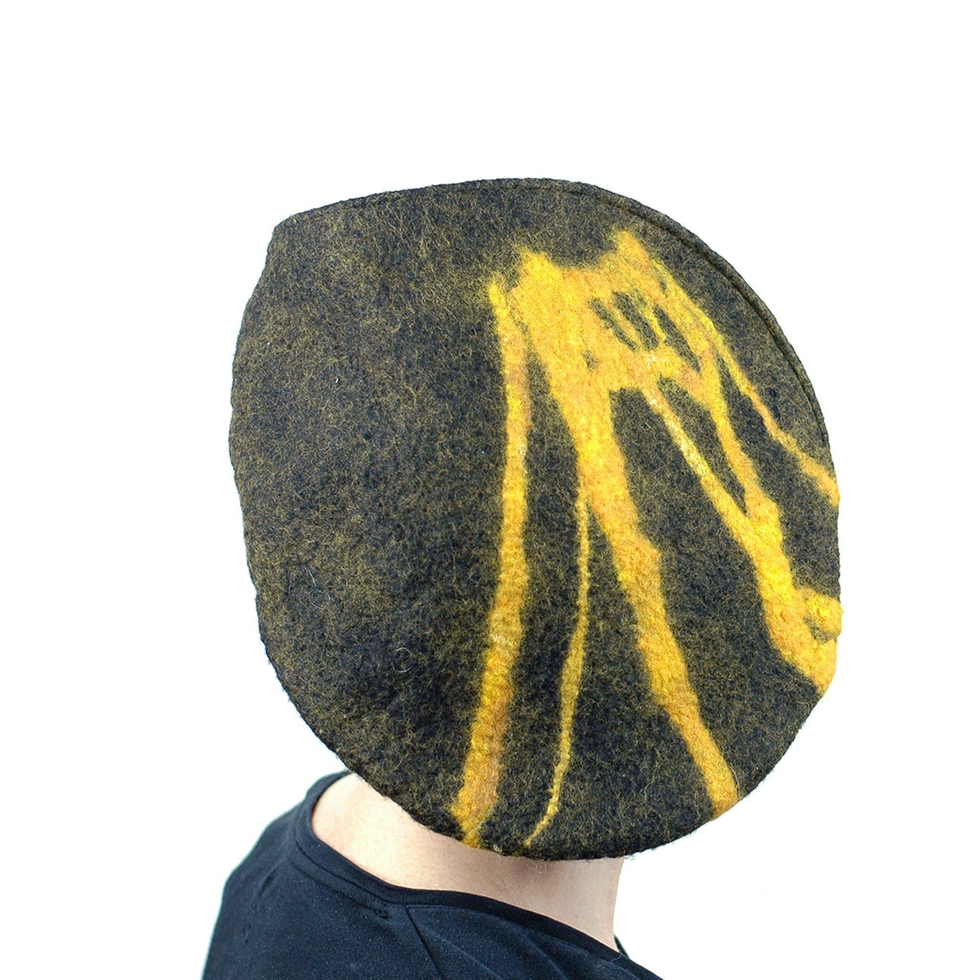 Black and Gold Beret with Bridge - back view
