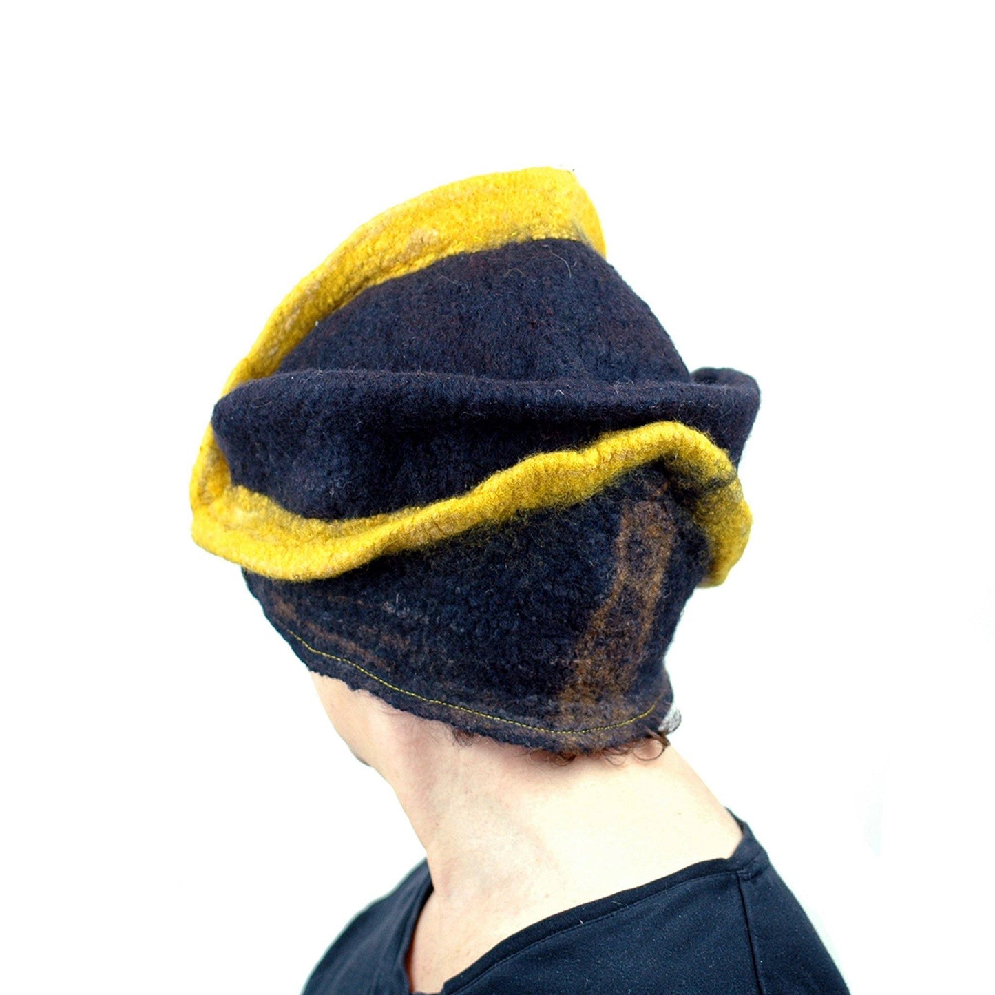 Black and Gold Wizard Hat for Pittsburgh or Hufflepuff Fans -back view