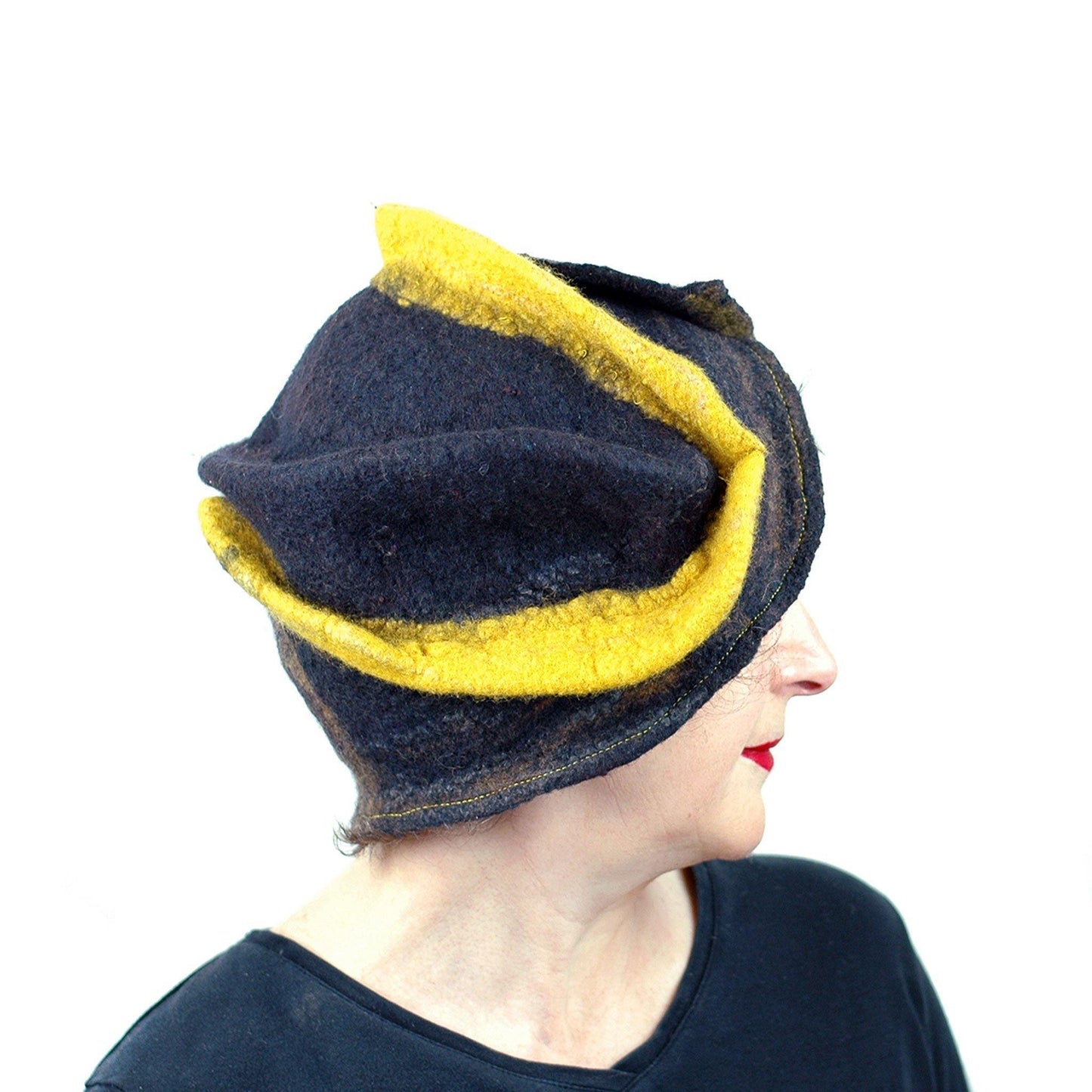 Black and Gold Wizard Hat for Pittsburgh or Hufflepuff Fans - side view