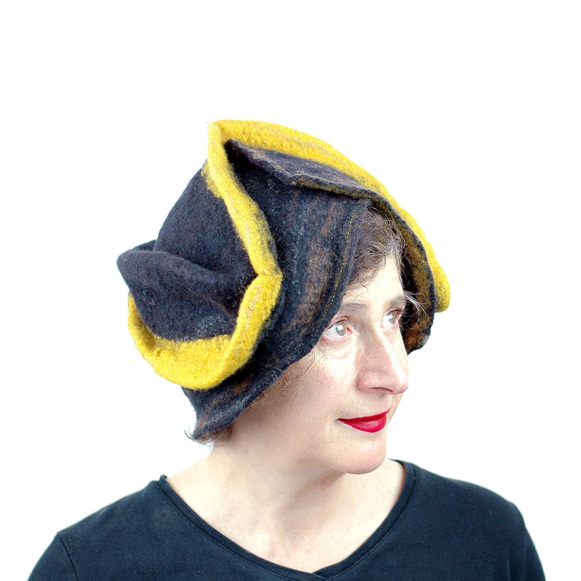 Black and Gold Wizard Hat for Pittsburgh or Hufflepuff Fans - three quarters view