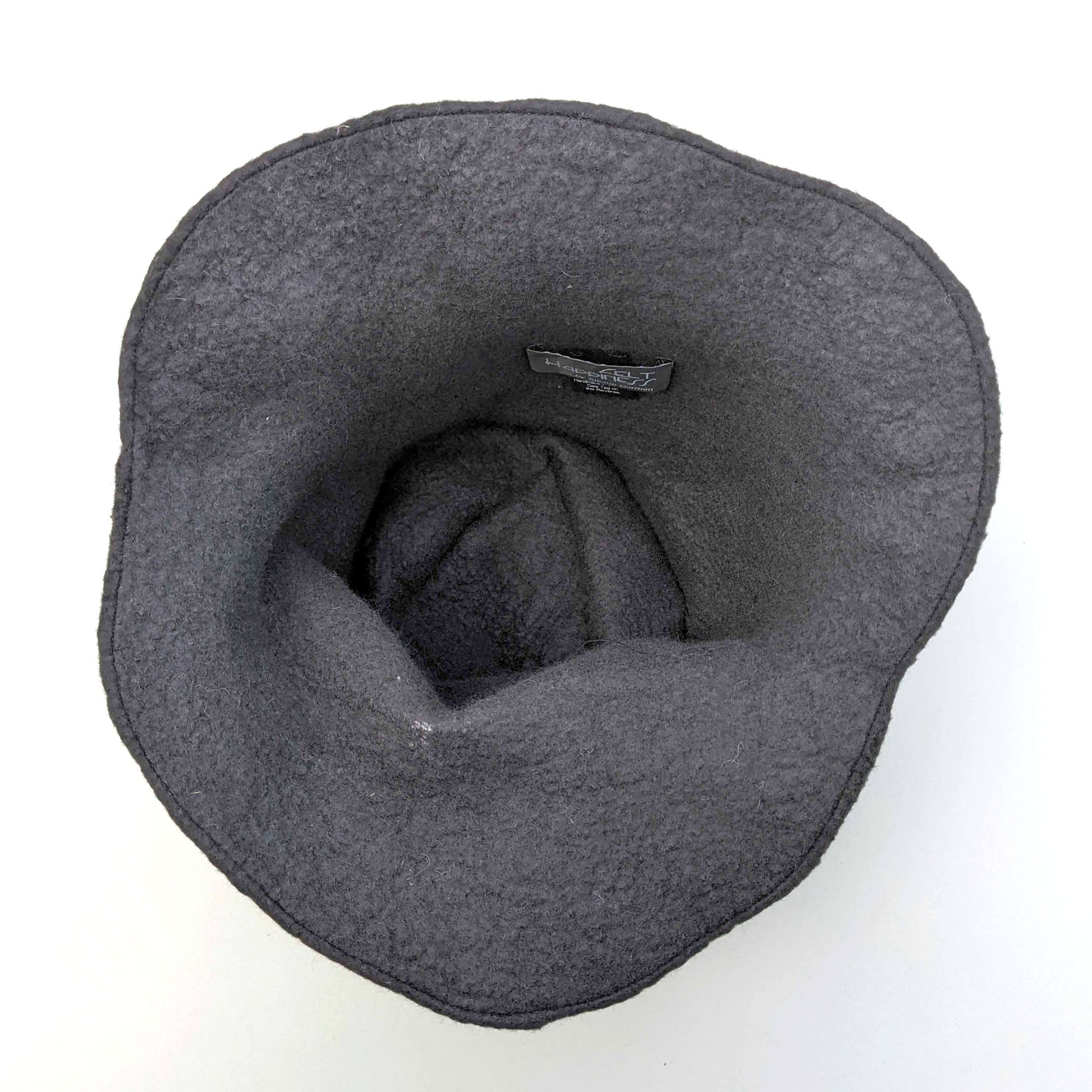 Black Nunofelted Western Style Hat - insideview