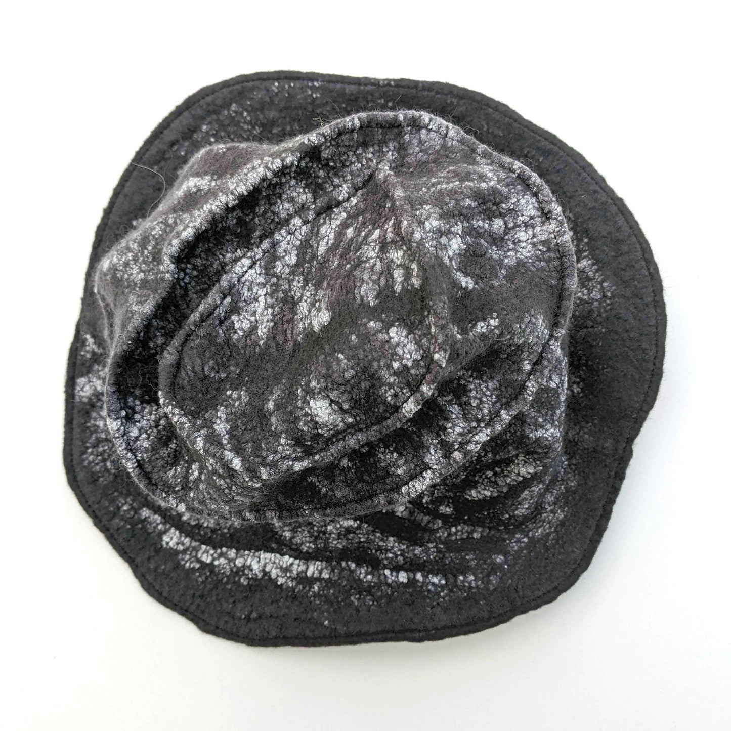 Black Nunofelted Western Style Hat - topview