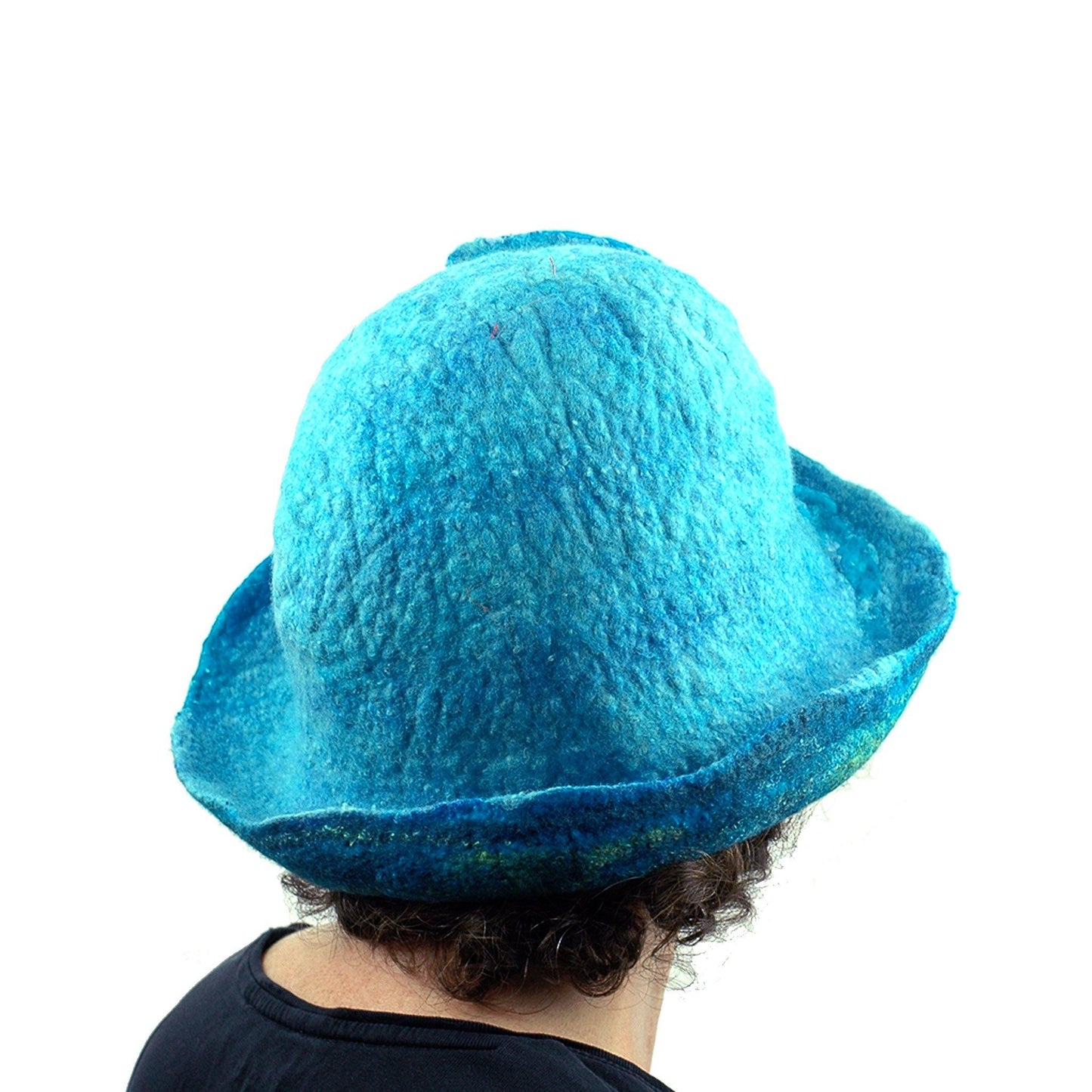 Blue Wave Felted Cloche - back view