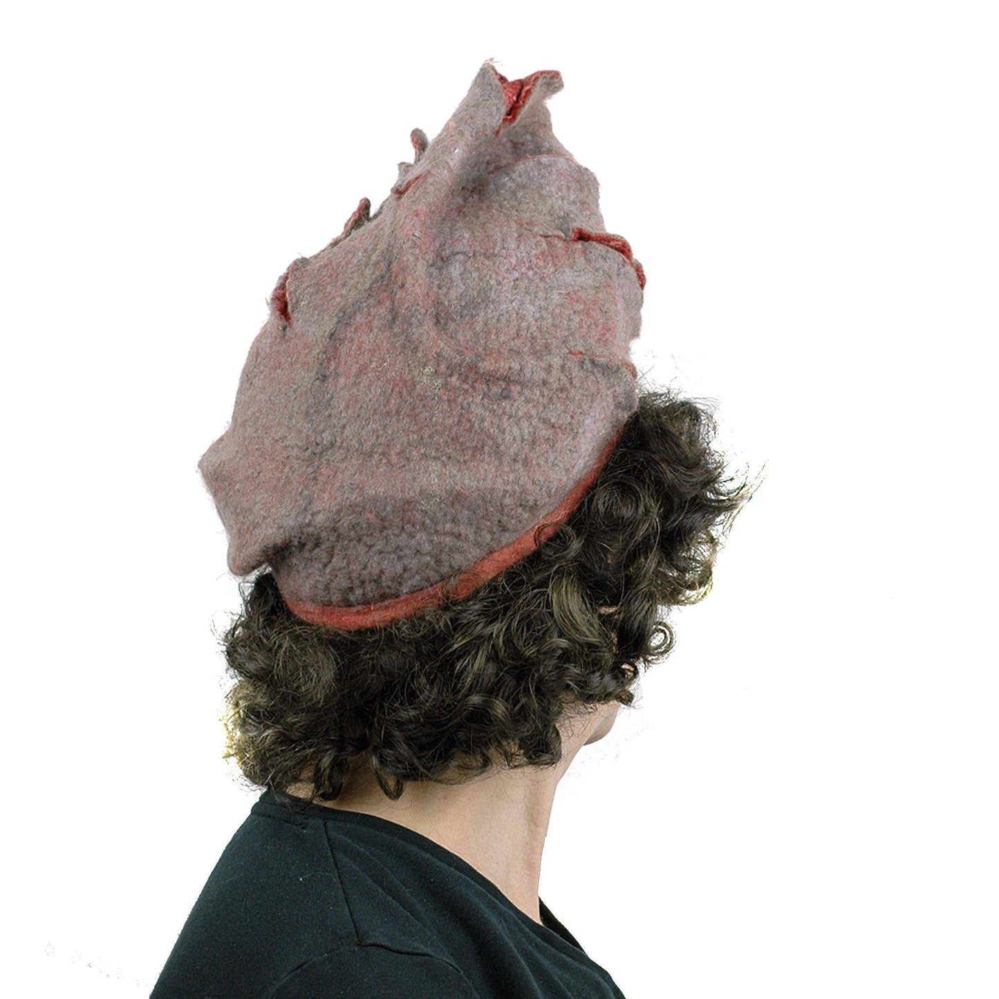 Coral and Gray Turban Style Hat - back view