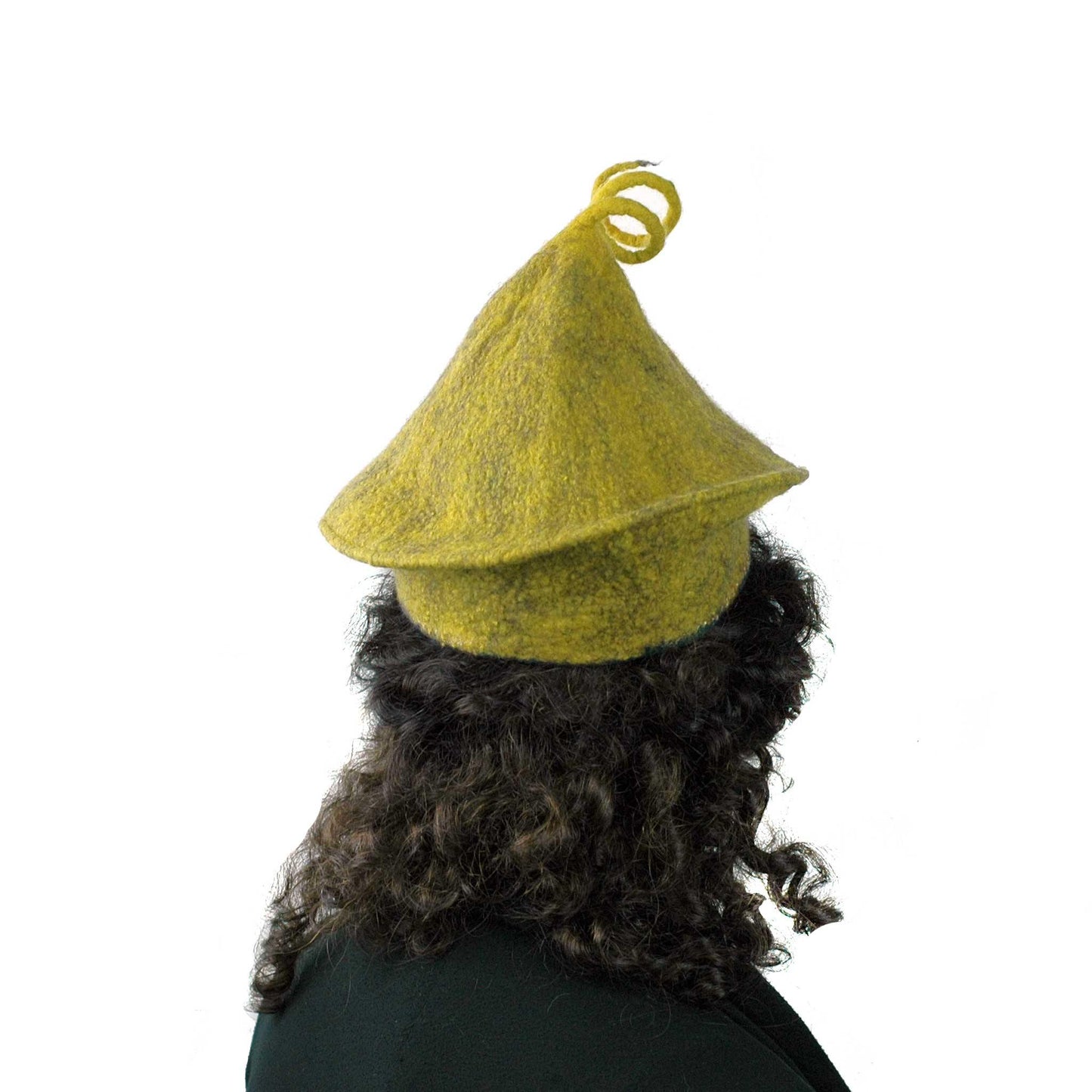 Curlicue Beret in Mustard Yellow - back view