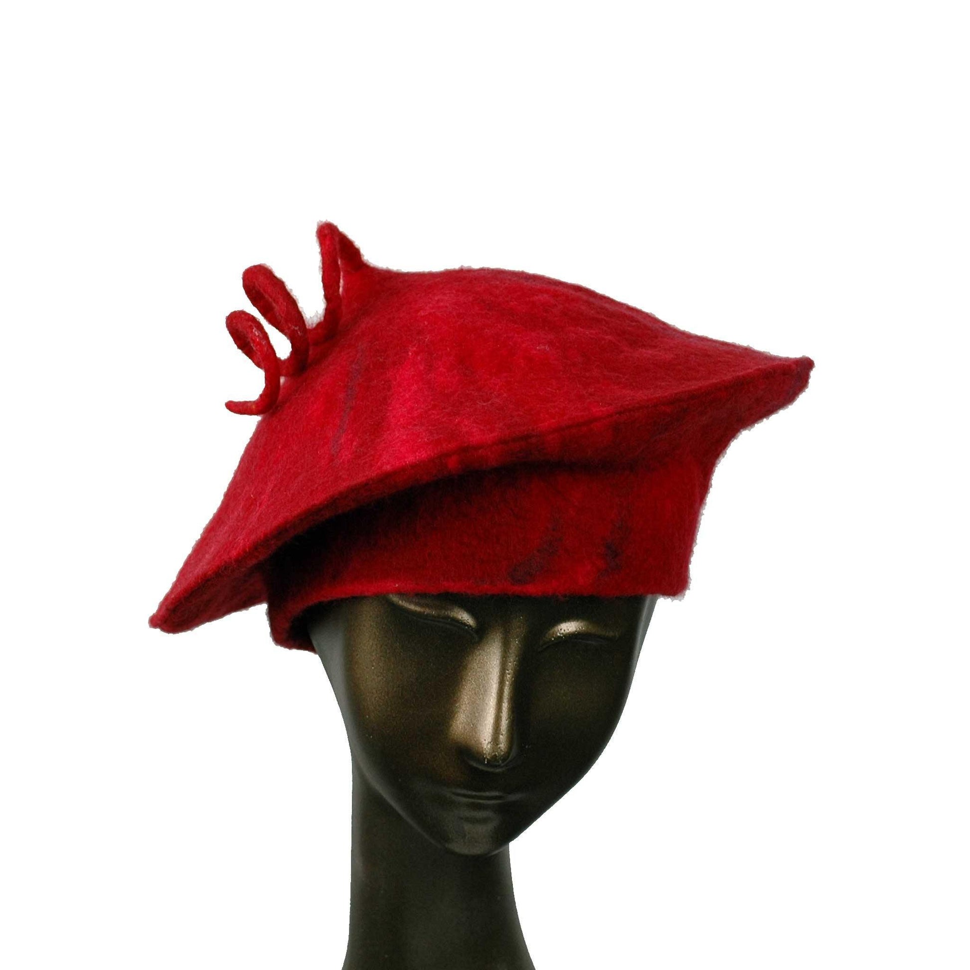 Custom Curlicue Hat Red - front view