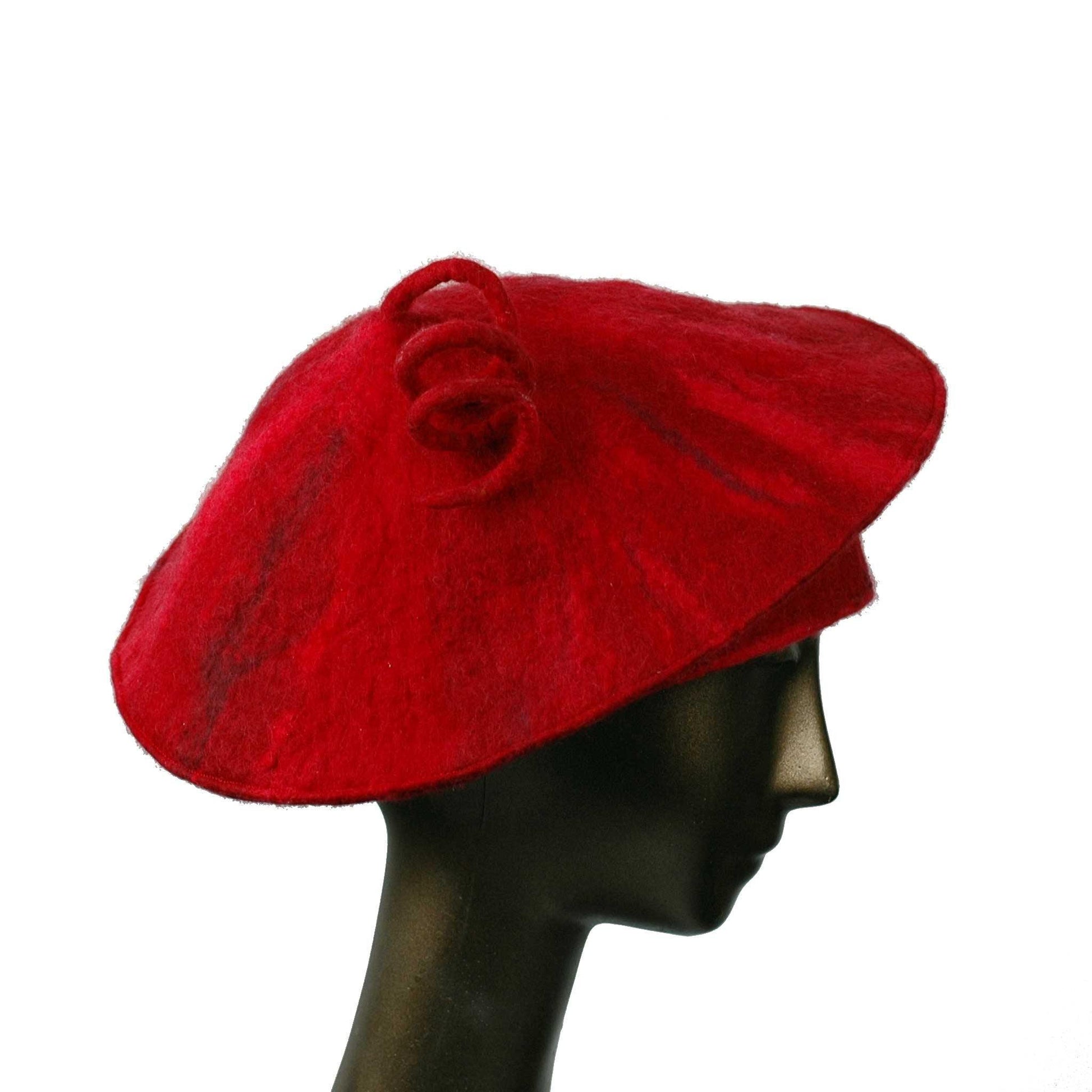 Custom Curlicue Hat Red - sideview