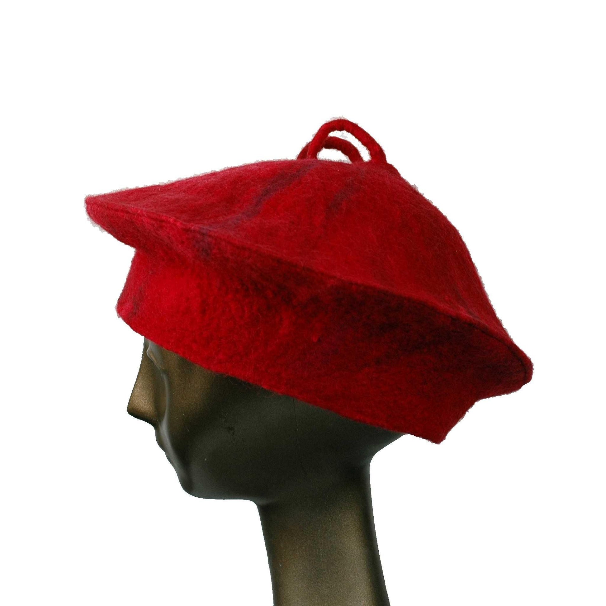 Custom Curlicue Hat Red - side view