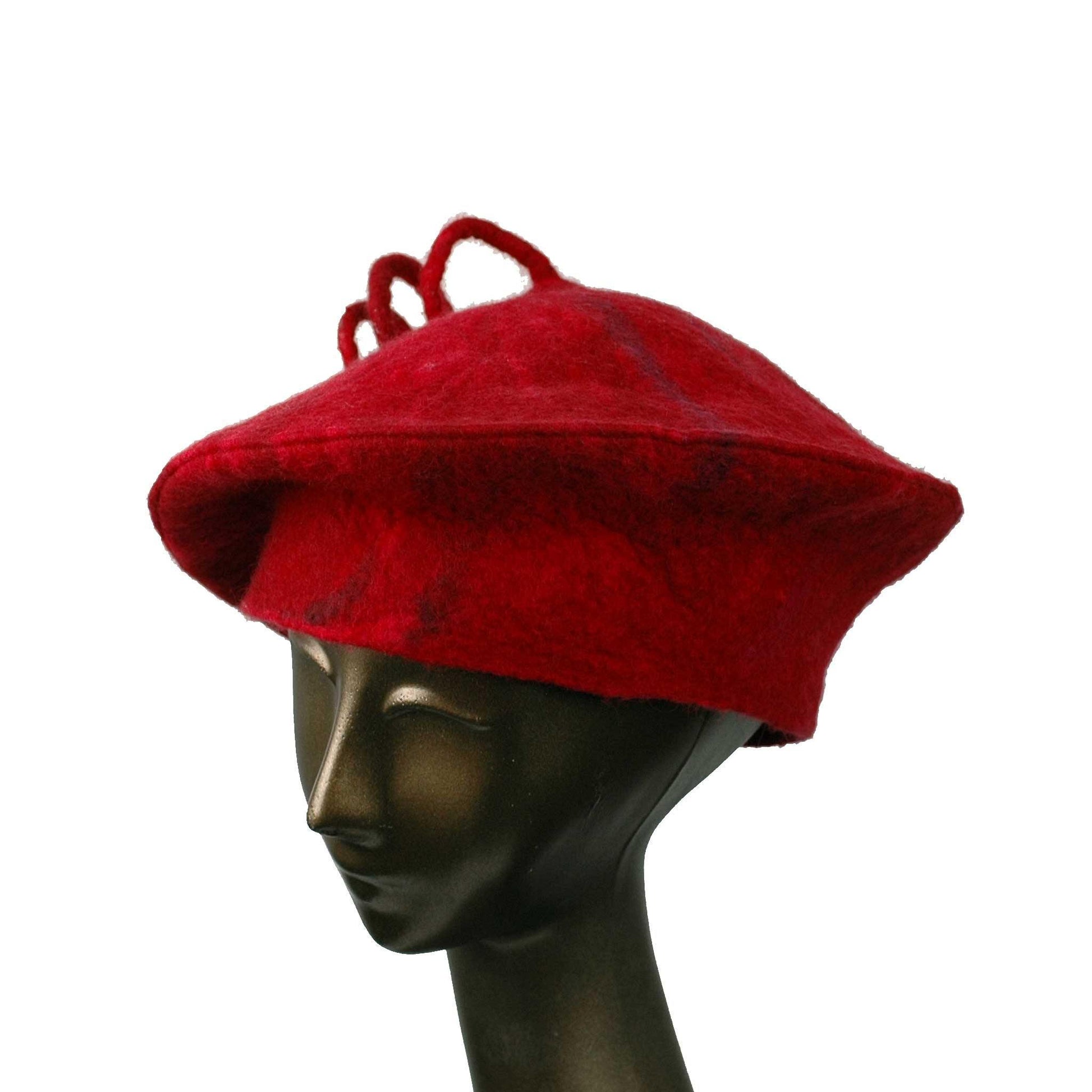 Custom Curlicue Hat Red - threequarters view