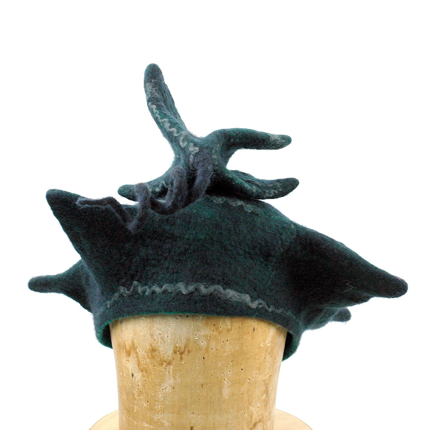 Custom Pagoda Hat in Black and Green - front view