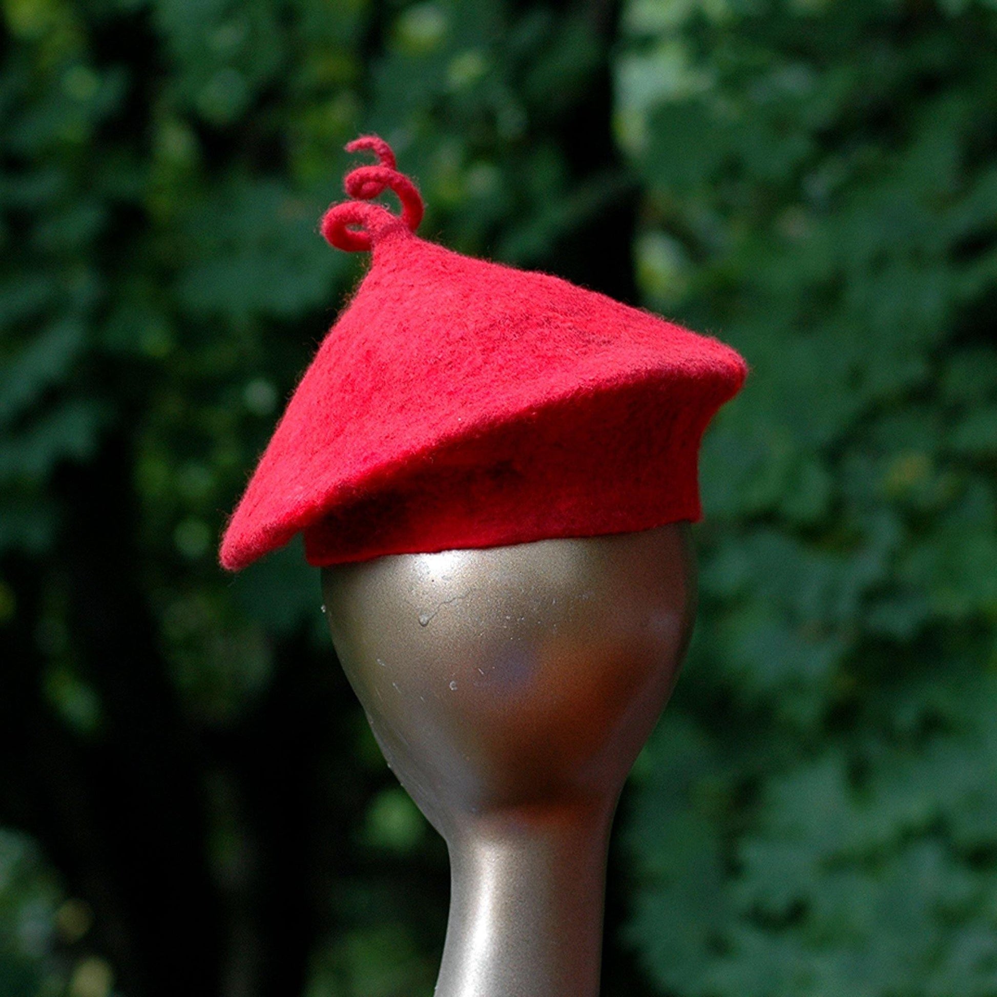 Custom Red Beret with Curlicue - back view