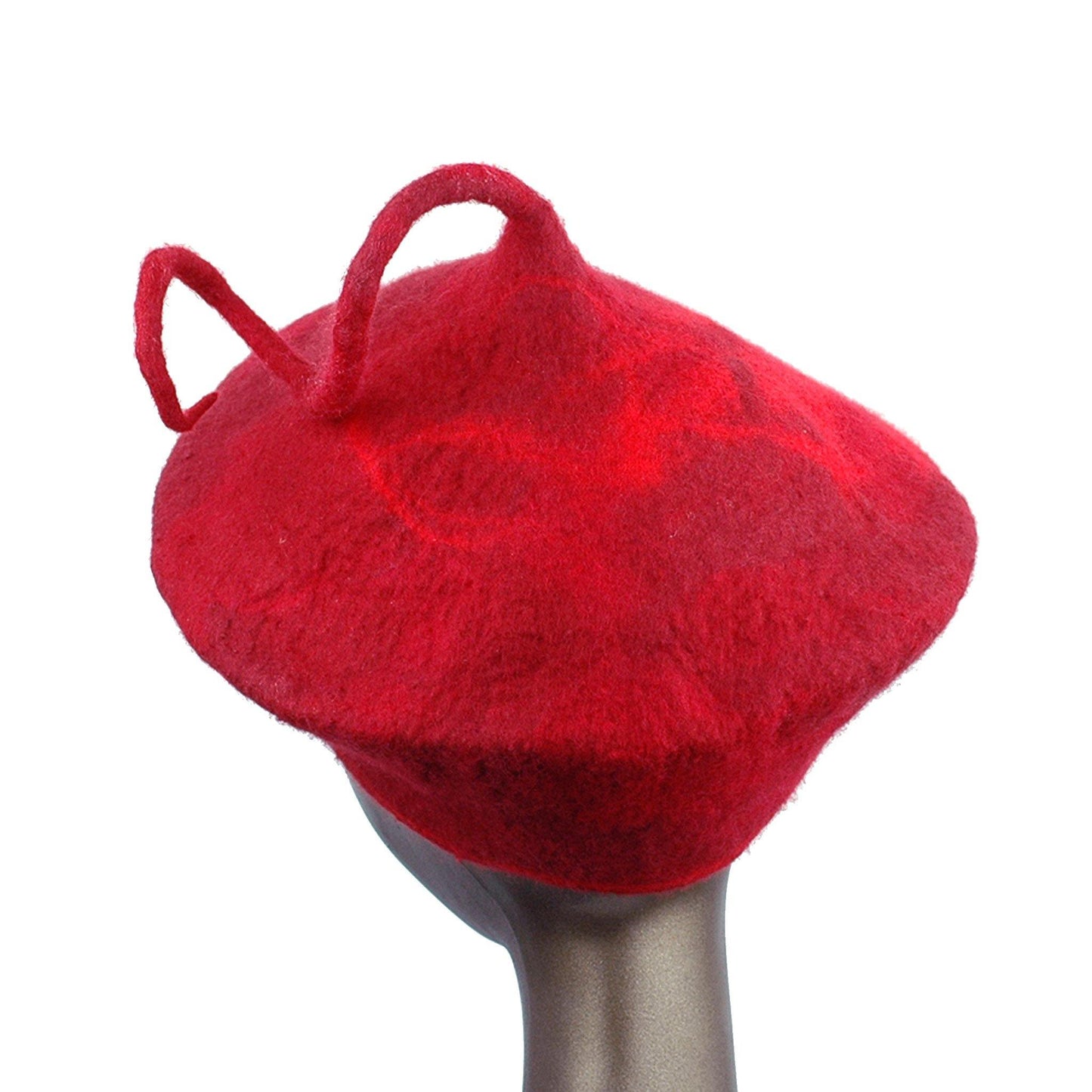 Custom Red Beret with Medium Curlicue - back view