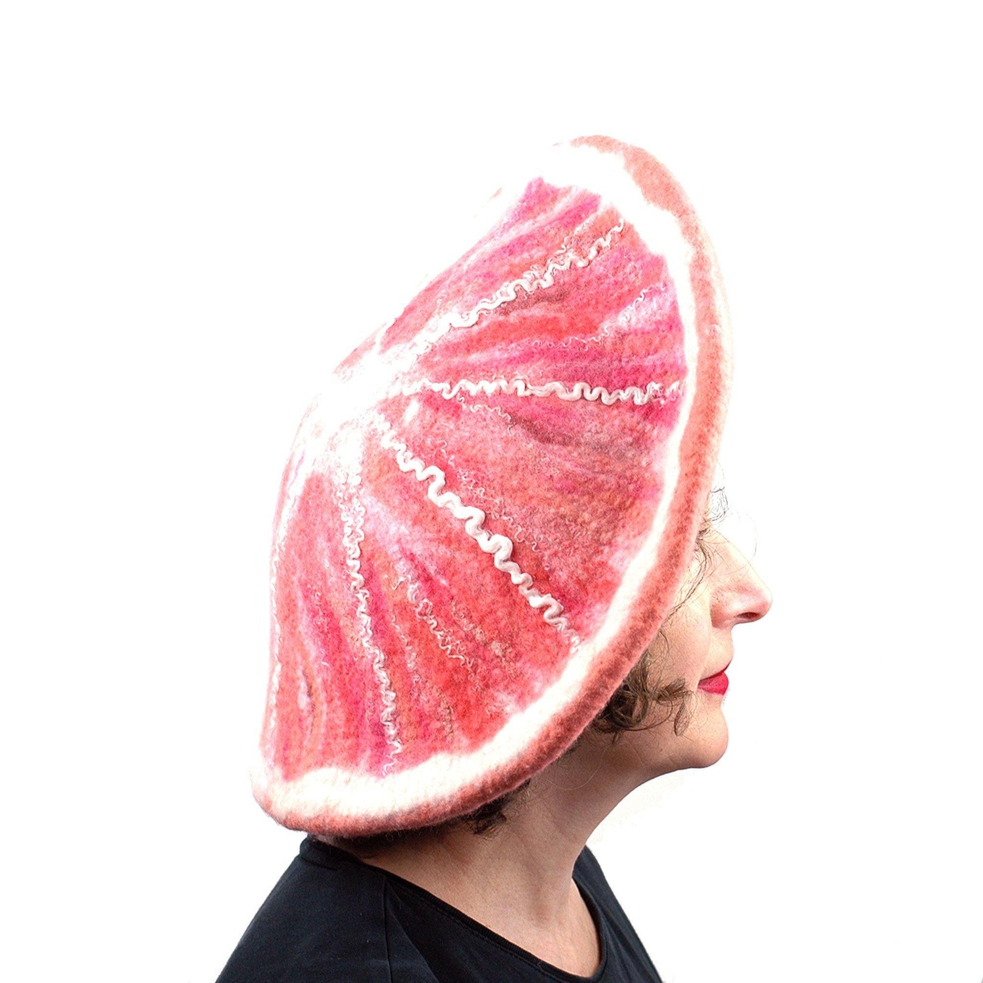 Dramatic Felted Grapefruit Hat - side view