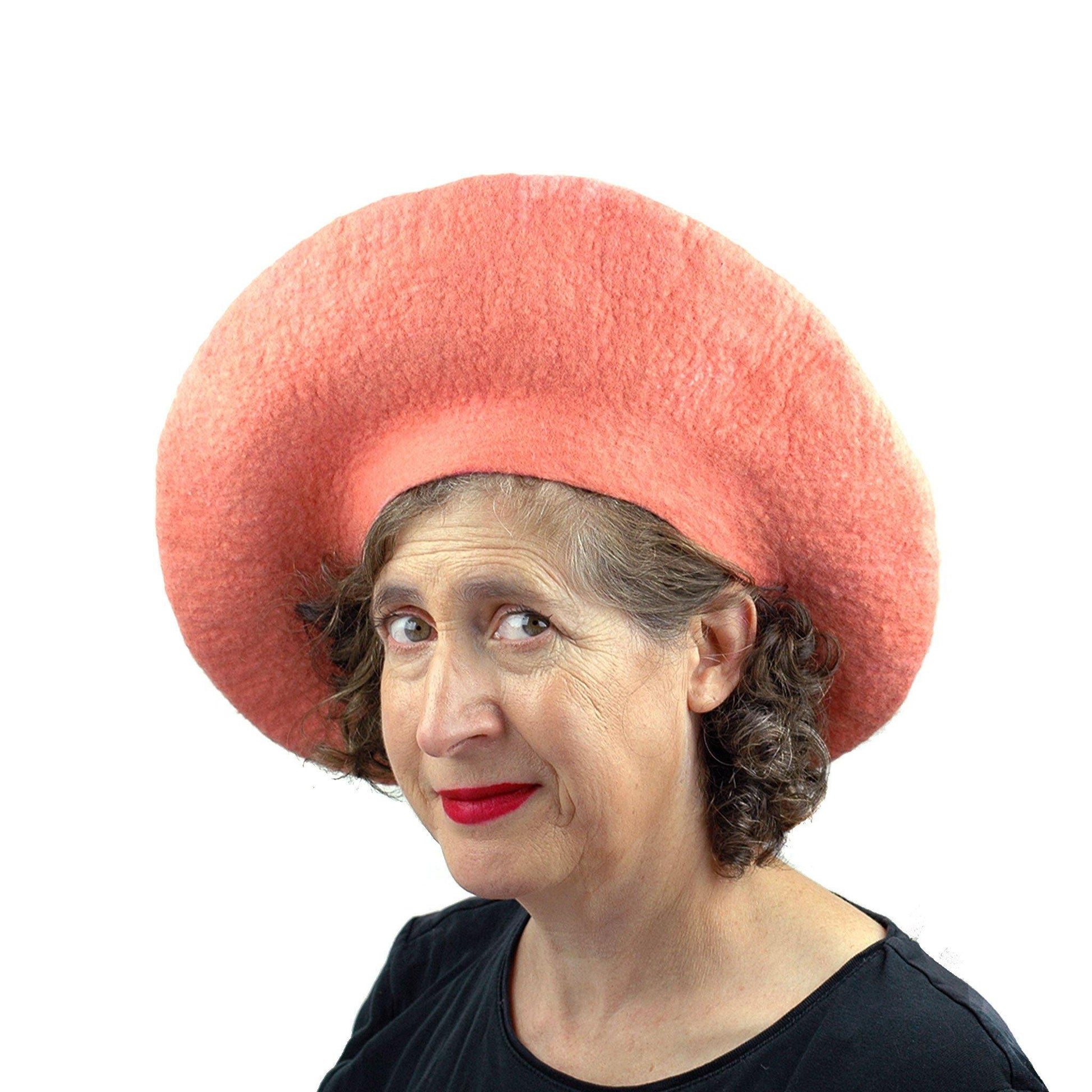 Dramatic Felted Grapefruit Hat - three quarters view