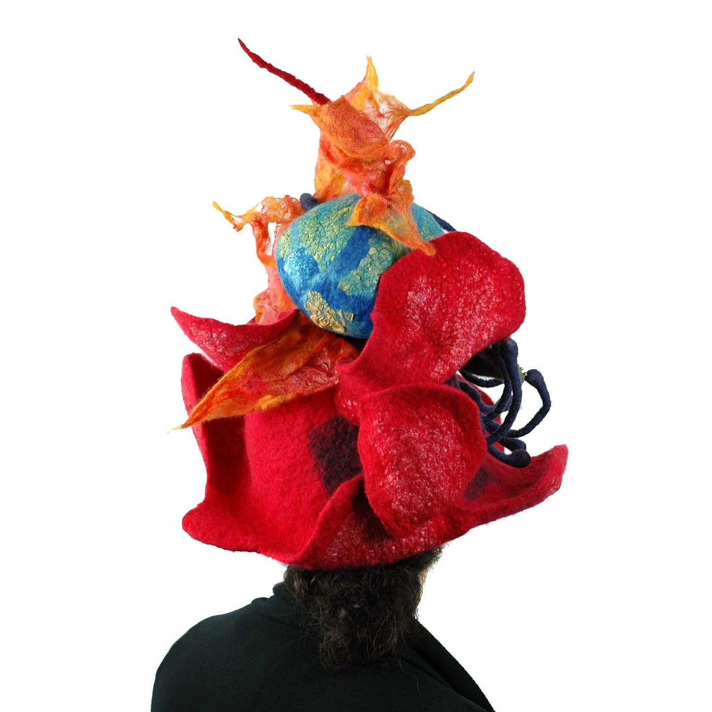 Earth on Fire Poppy Headdress - back view