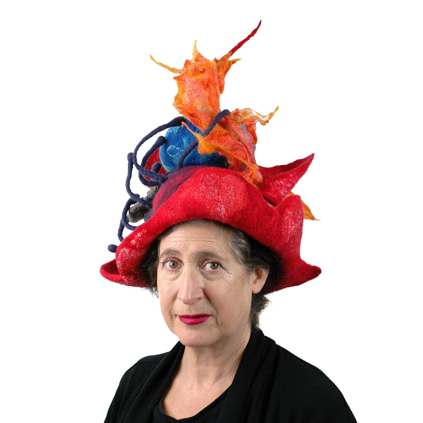 Earth on Fire Poppy Headdress -front view