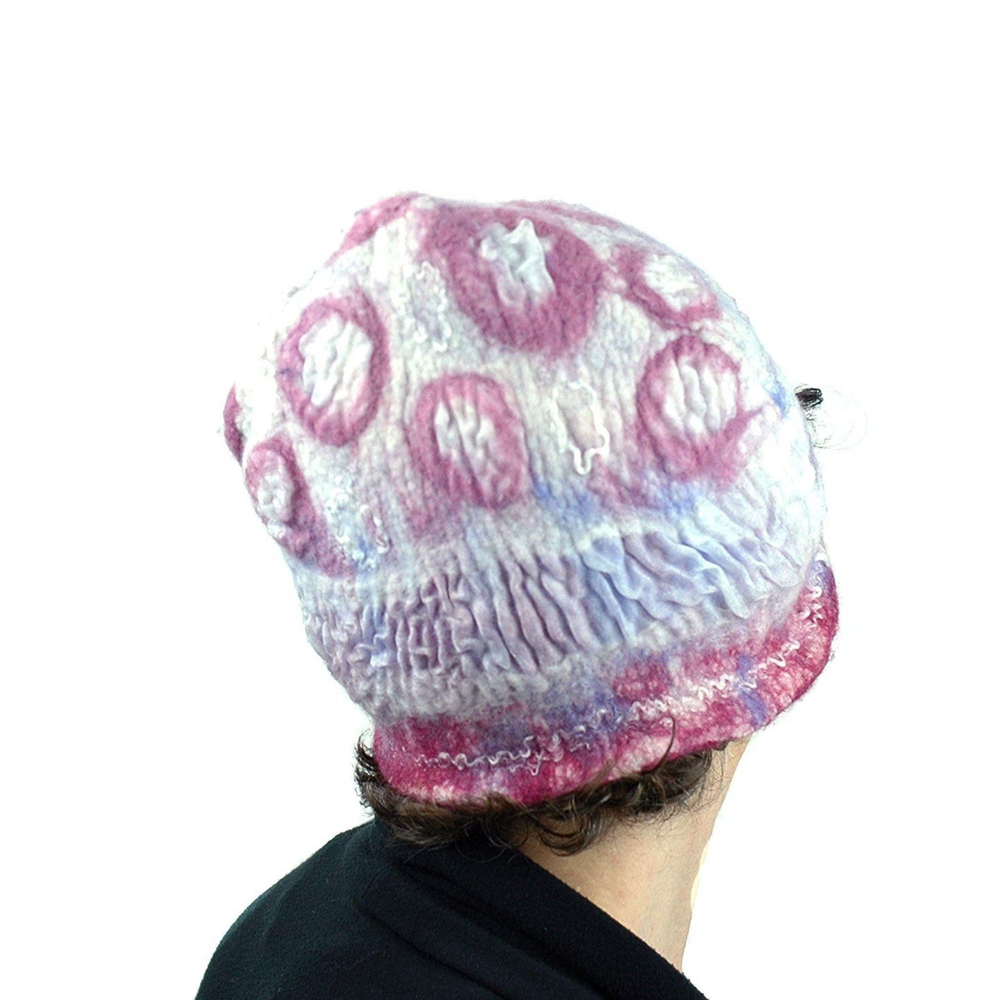 Egg Shaped Pastel Colored Felted Hat - back view