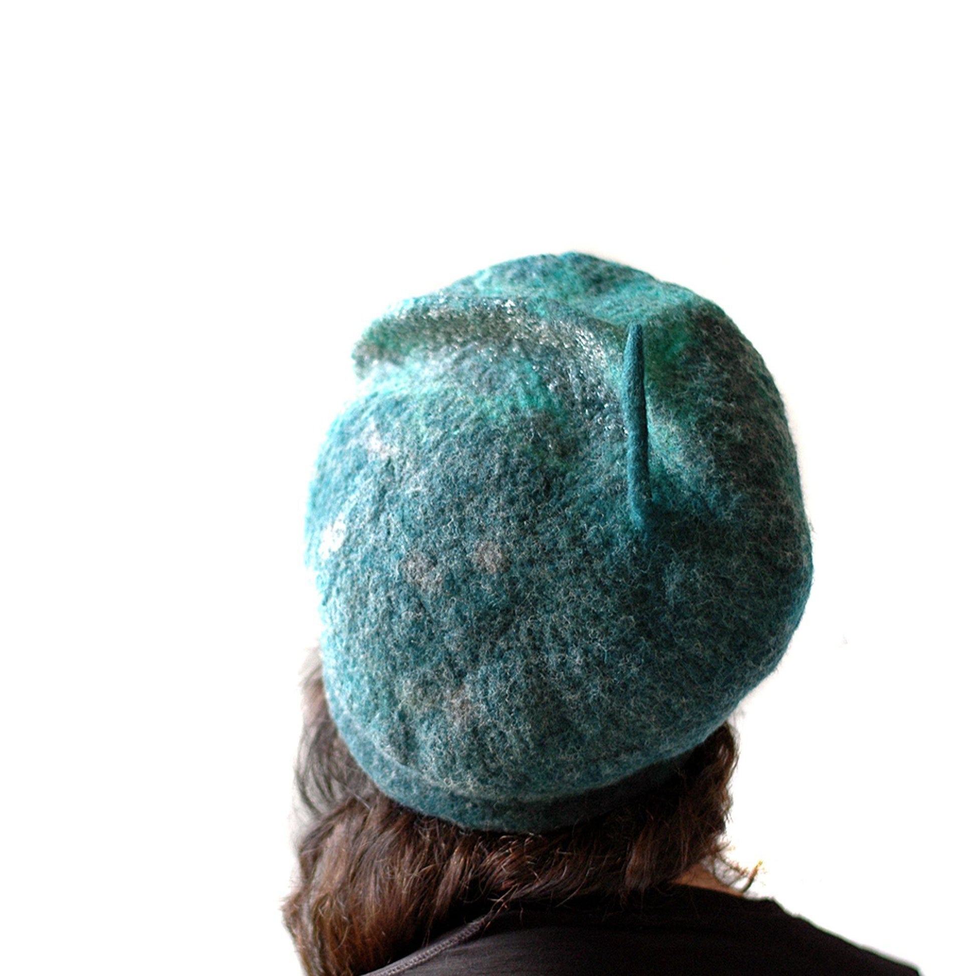Emerald Green Beret with Silver - back view