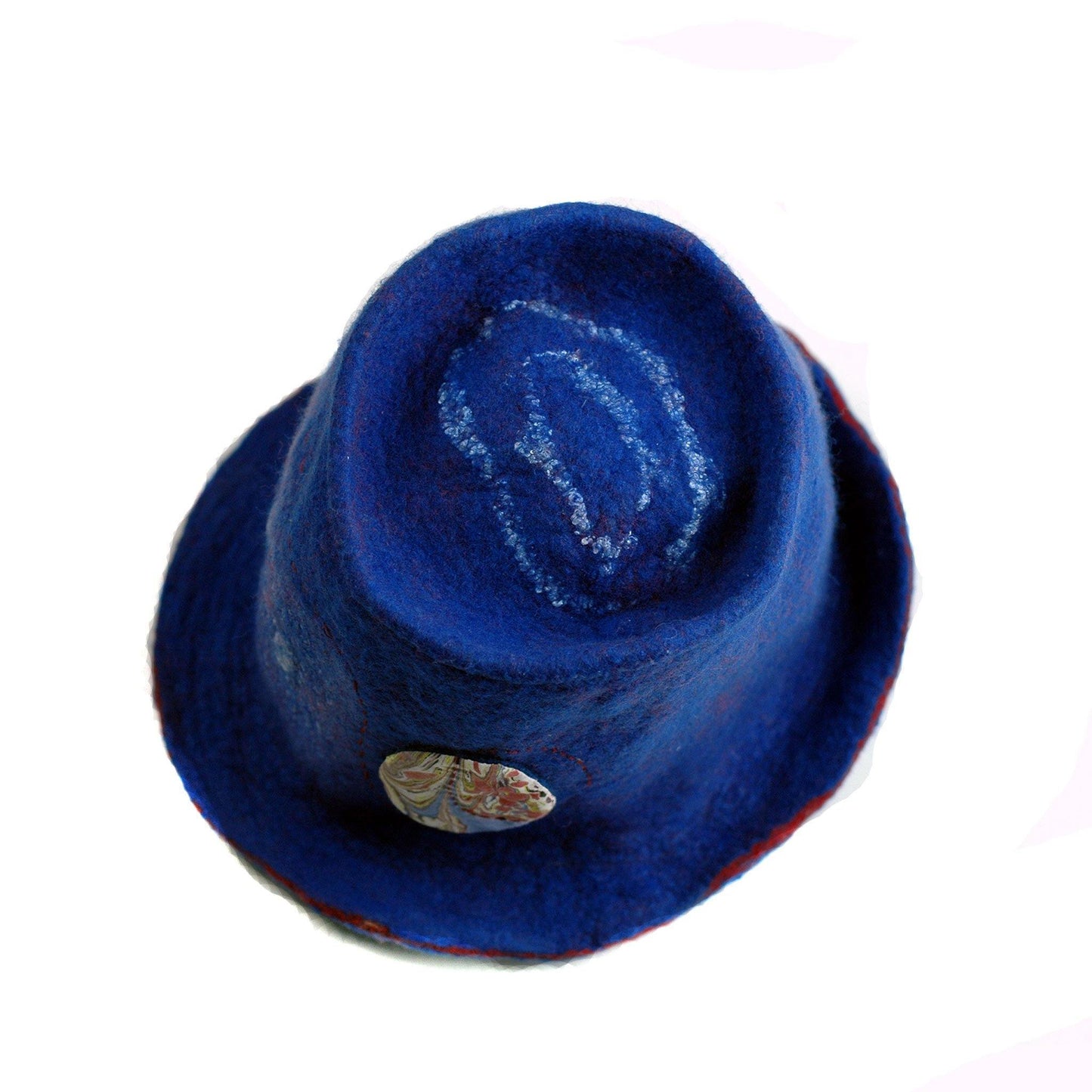 Blue Pilgrim Top Hat with Brim - top view