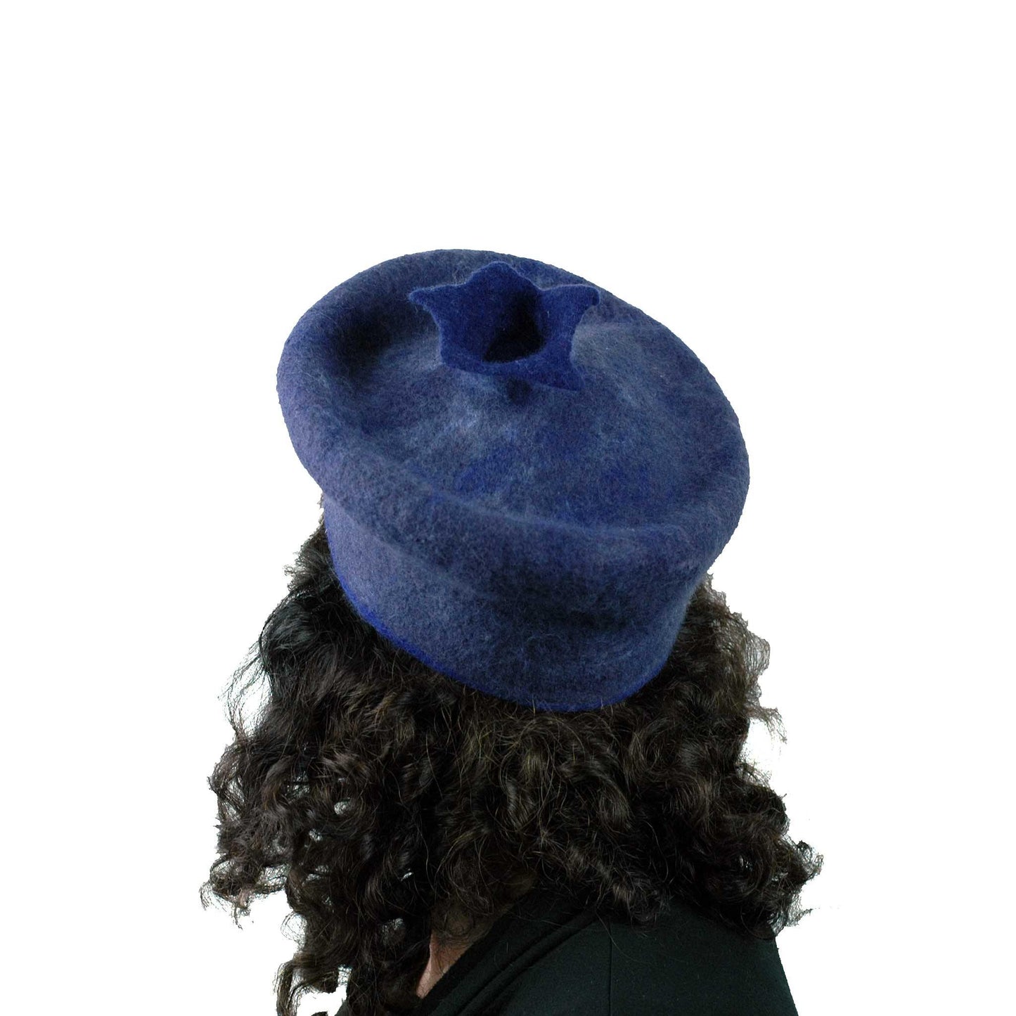 Felted Blueberry Beret - back view