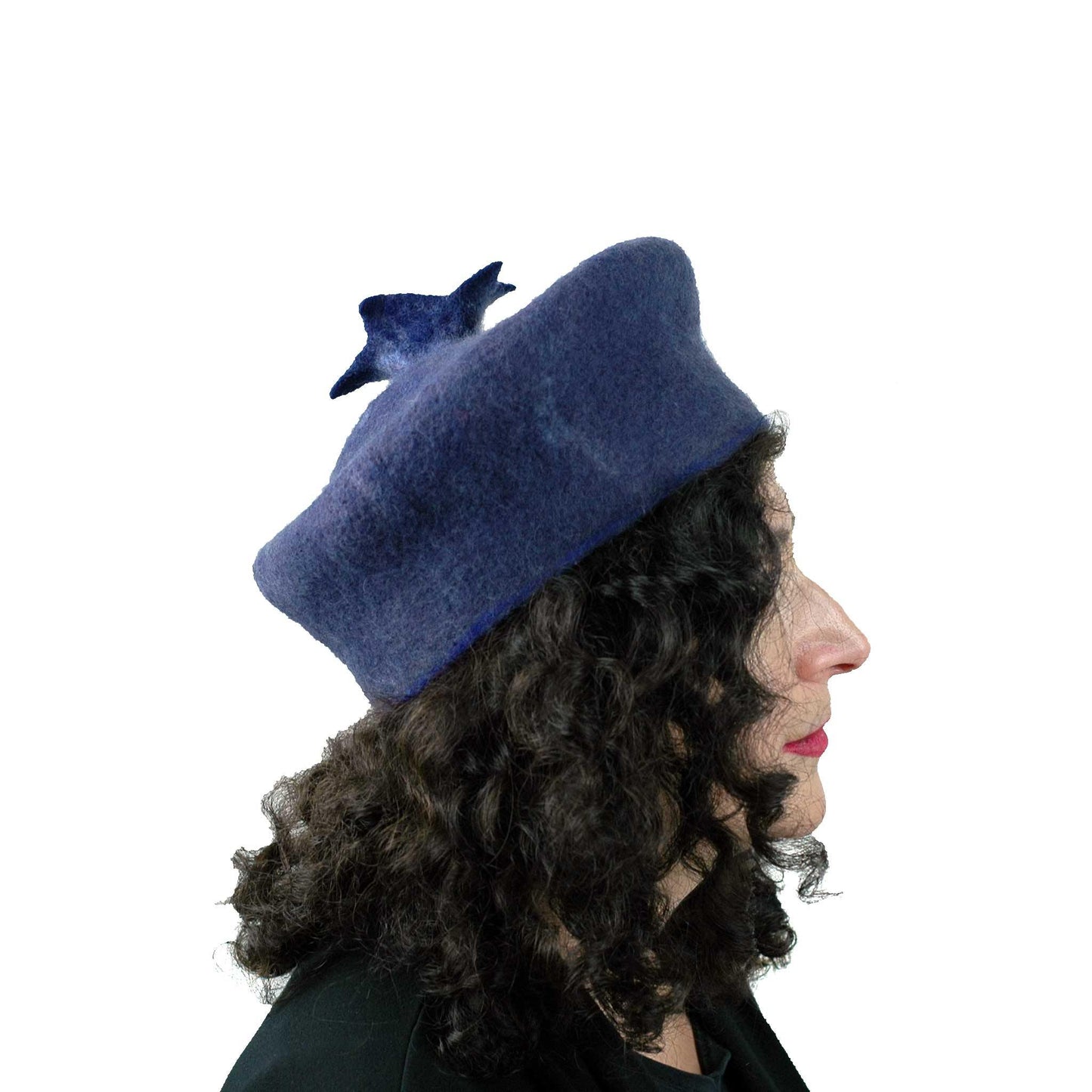 Felted Blueberry Beret - side view