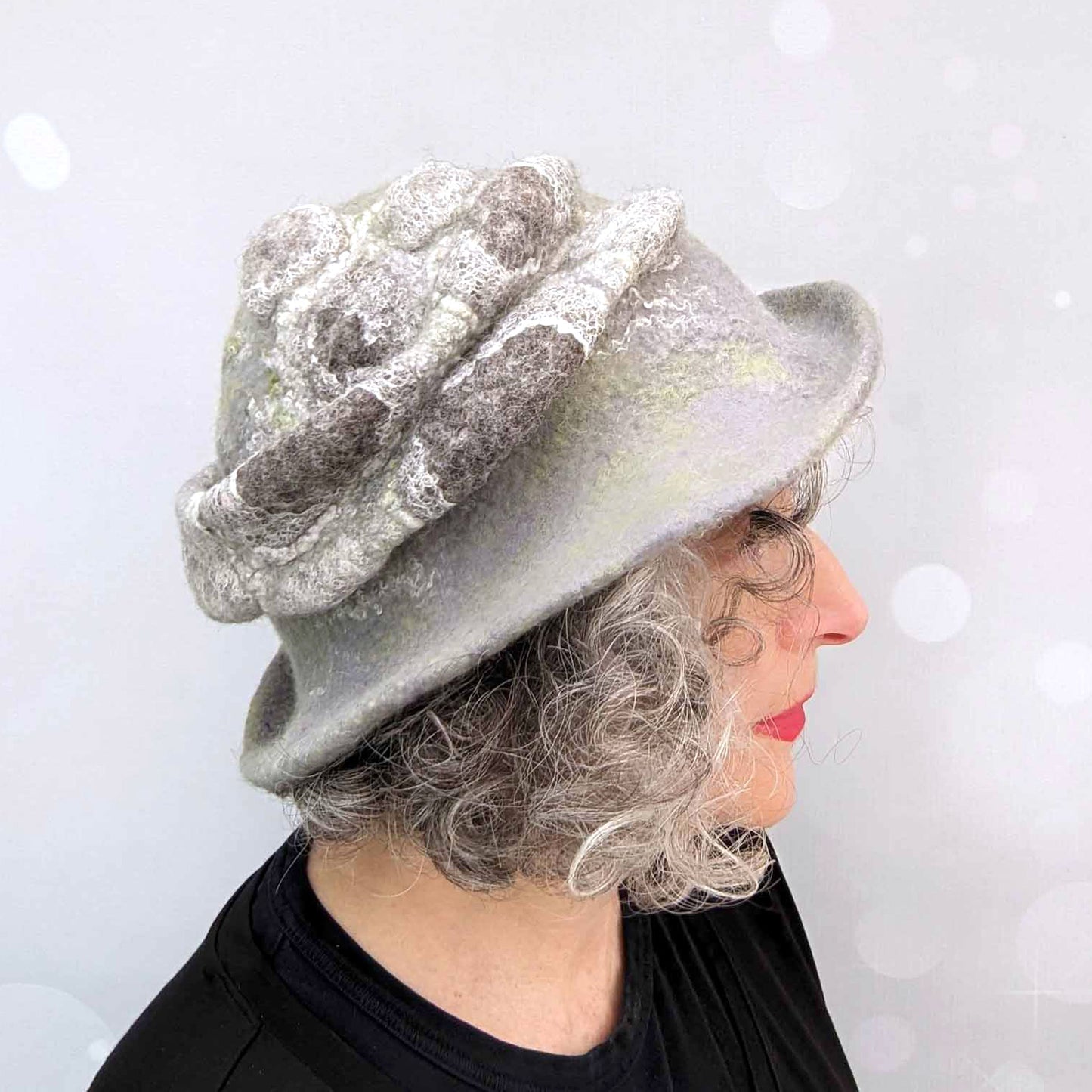 Felted Fedora Inspired by the Stone Walls - sideview of Ireland