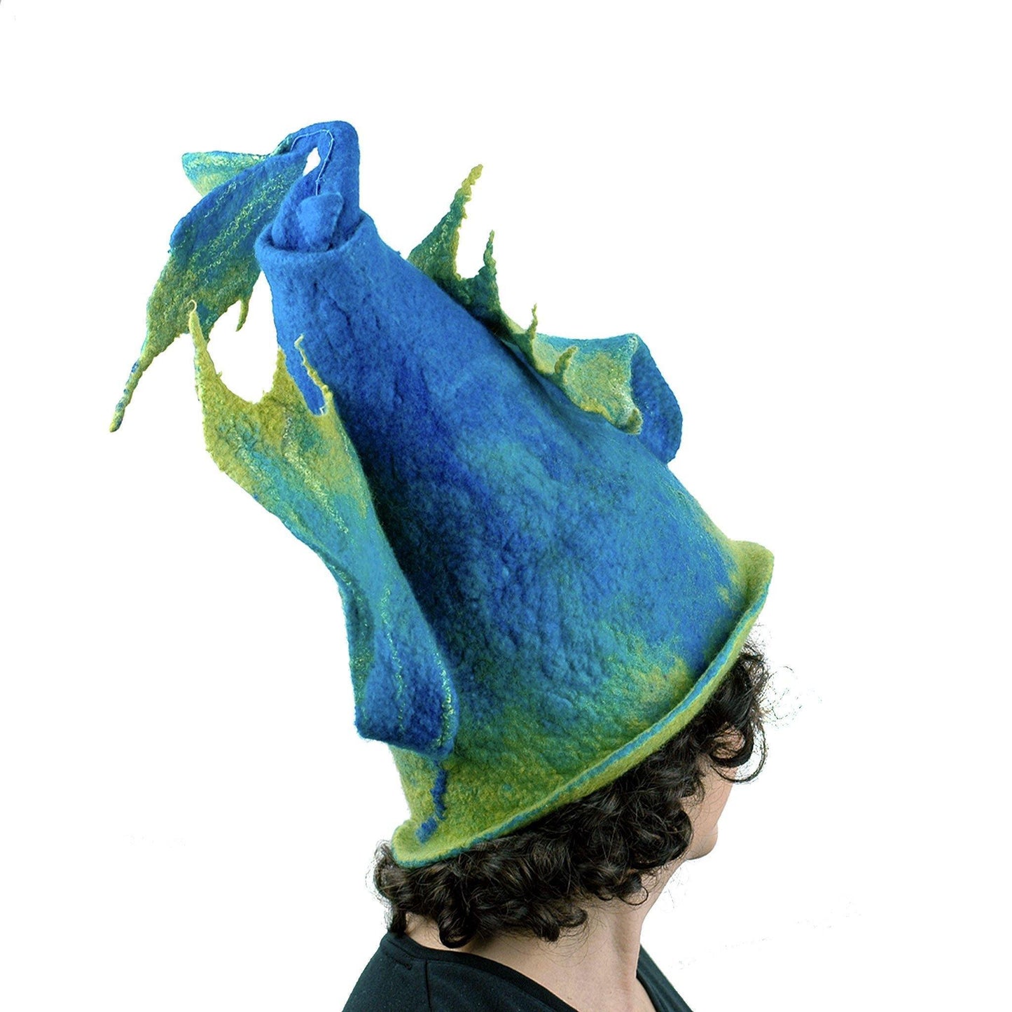 Felted Wizard Hat with Dragon Tail - back view