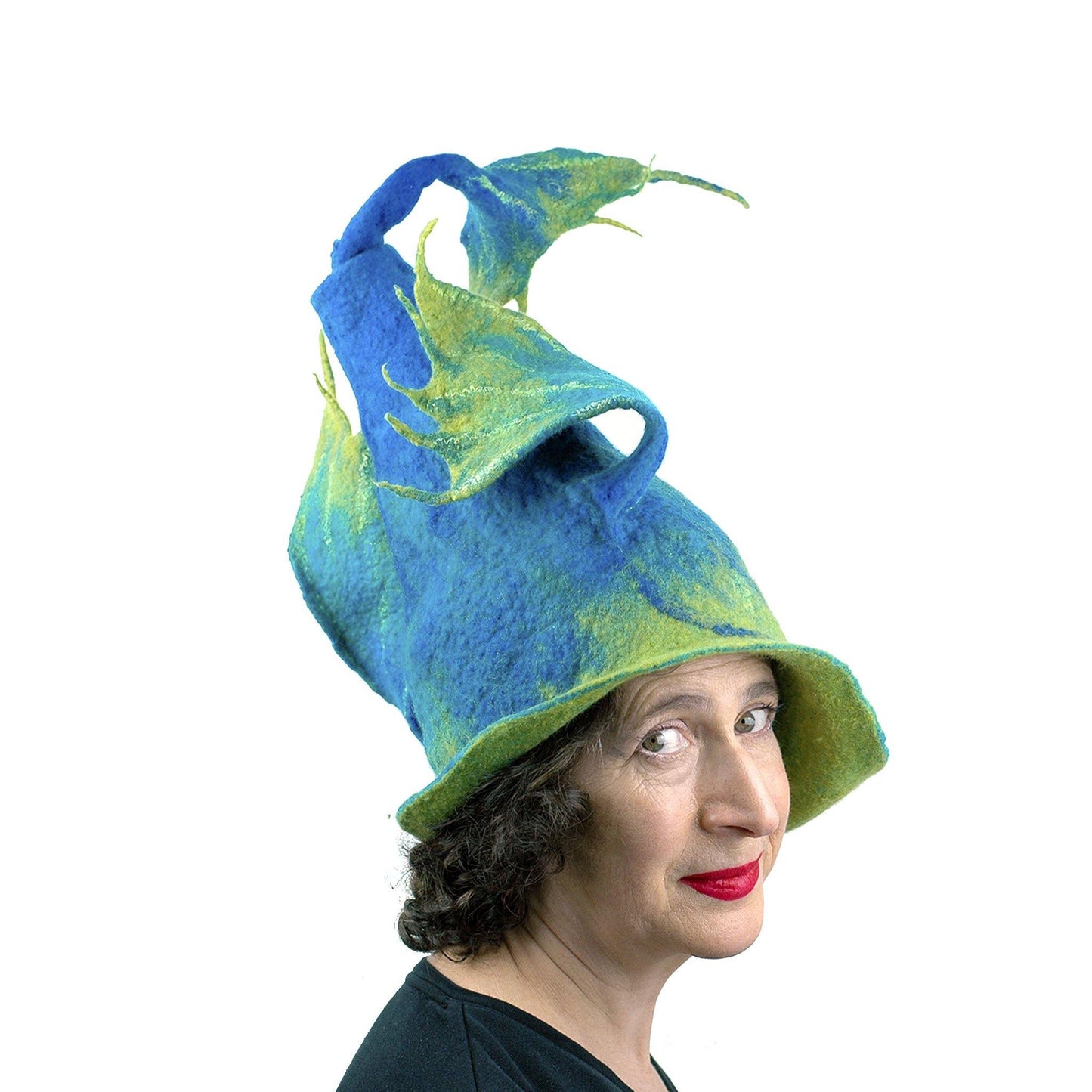 Felted Wizard Hat with Dragon Tail - threequarters view